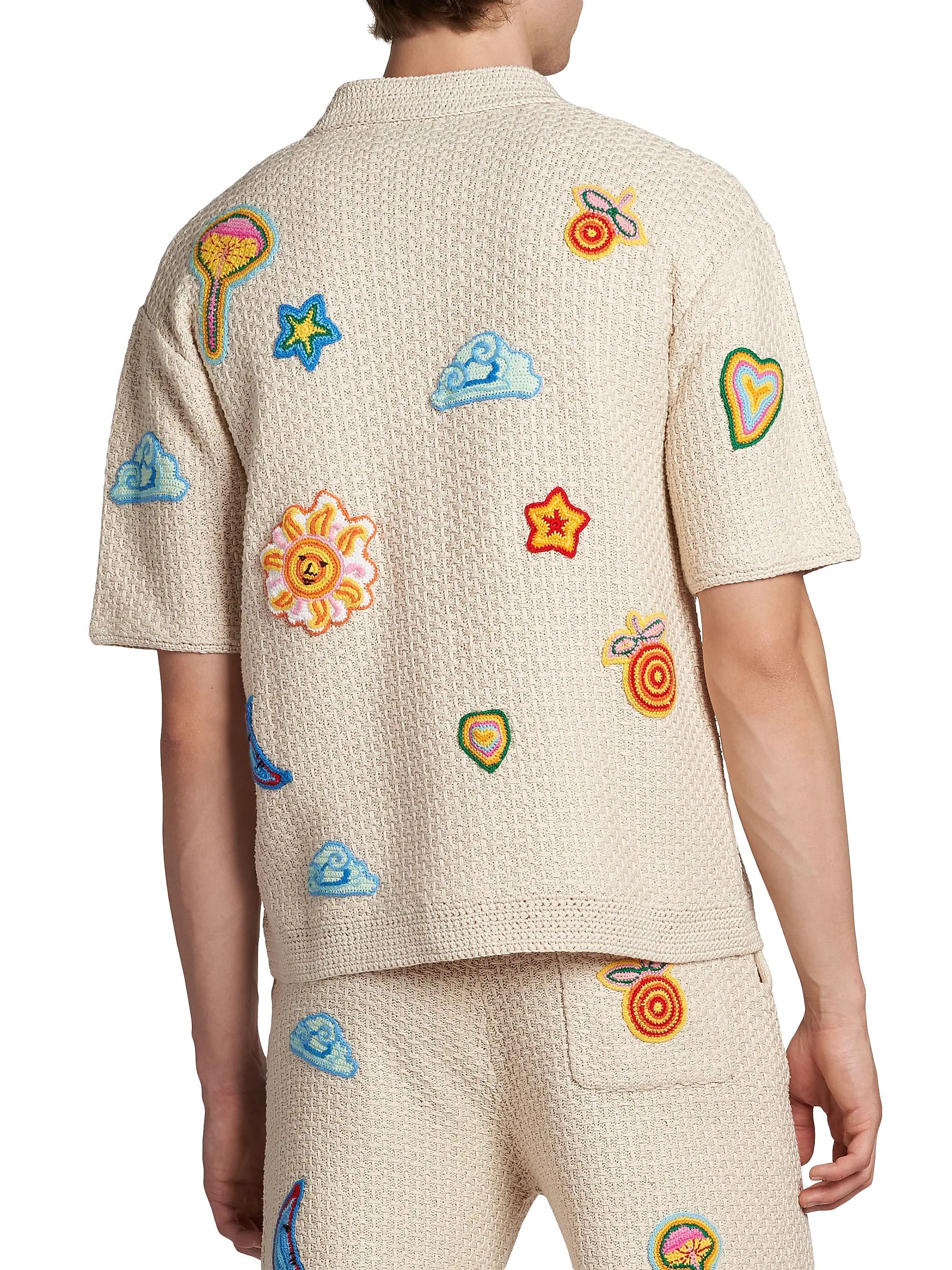 Casablanca os11x0725 Patch Crochet Short-Sleeve Shirt in Multicolor Size US M / EU 48-50 / 2 - 4 Thumbnail