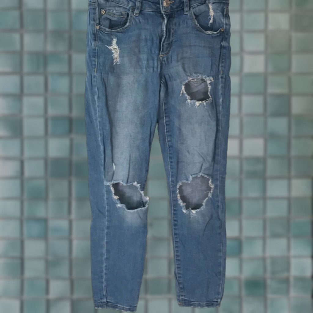 Garage Garage Jeans Skinny Distressed Blue Denim Ultra Low Rise 26x26 Juniors 1 Womens Size 25" / US 0 / IT 36 - 1 Thumbnail