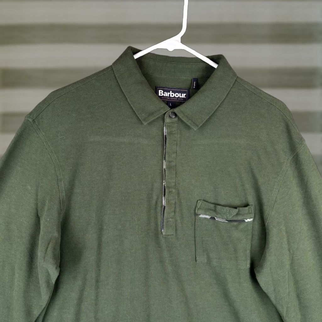 Barbour Barbour Barbour Long Sleeve Polo Rugby Shirt Mens Large Hunter Green Cotton Blend Preppy Shirt Polo Rugby Mens L Green Hunter Barbour Size US L / EU 52-54 / 3 - 1 Thumbnail