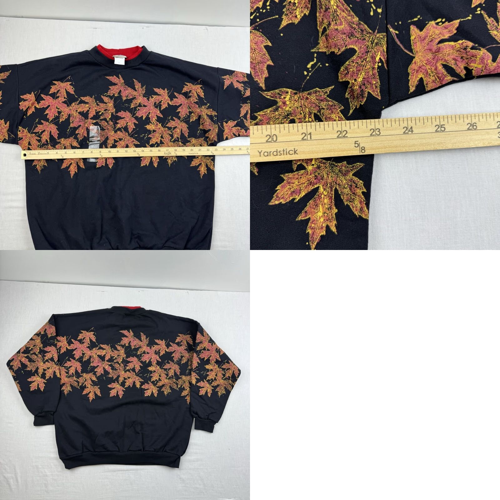 Vintage VINTAGE Women's Sweatshirt Pullover Fall Autumn Leaves Black 90s Y2K Nature Crew Neck L Size L / US 10 / IT 46 - 8 Thumbnail