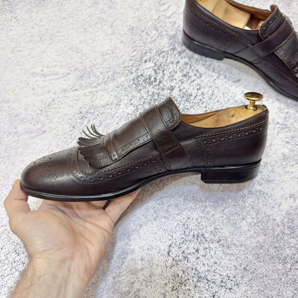 Doucal's × Handmade Doucal’s Italy Dark Brown Monk Shoes US9 UK8 EU42 27cm Size US 9 / EU 42 - 6 Thumbnail