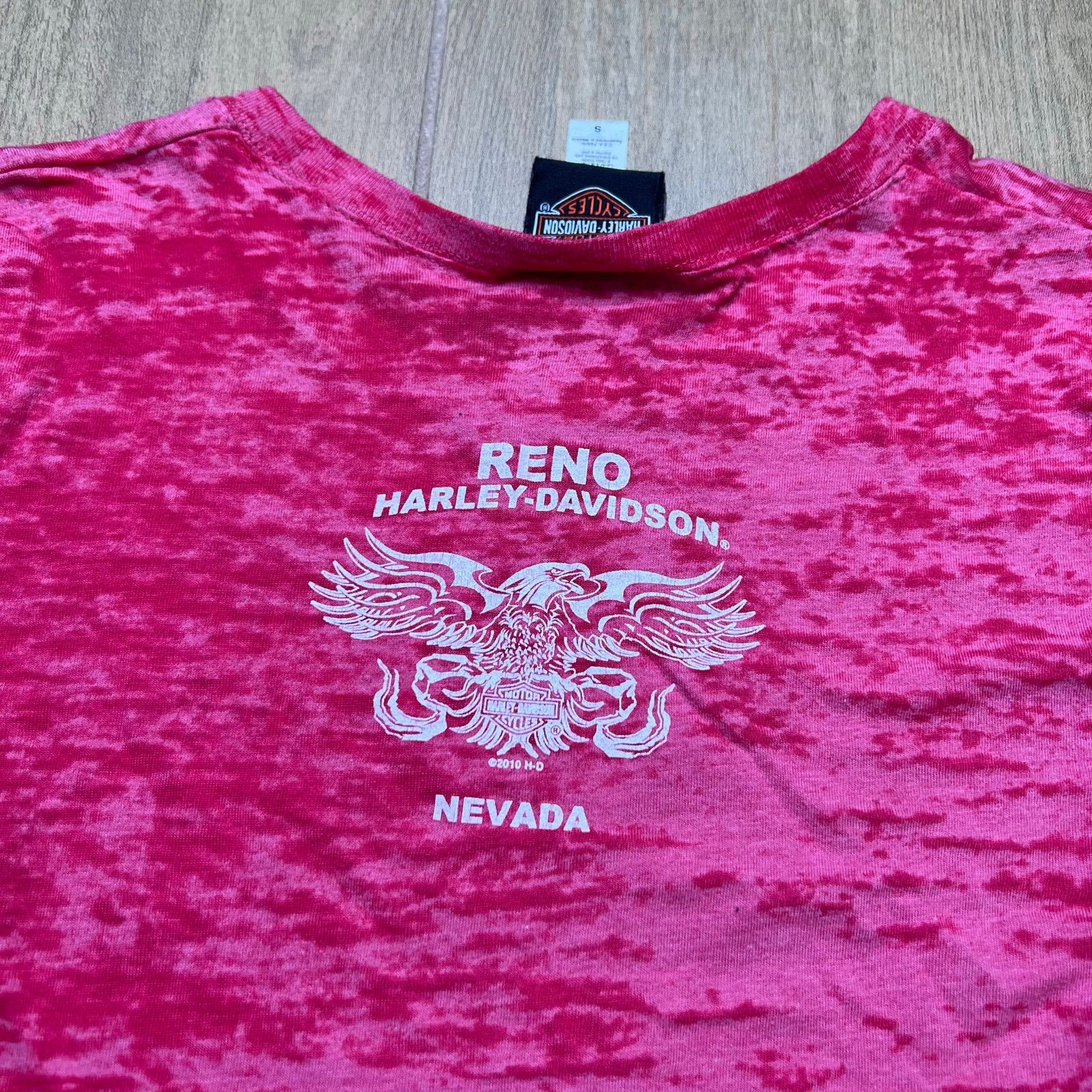 Harley Davidson Vintage Harley-Davidson pink burnout USA Women Sz Small Y2K Size S / US 4 / IT 40 - 7 Thumbnail