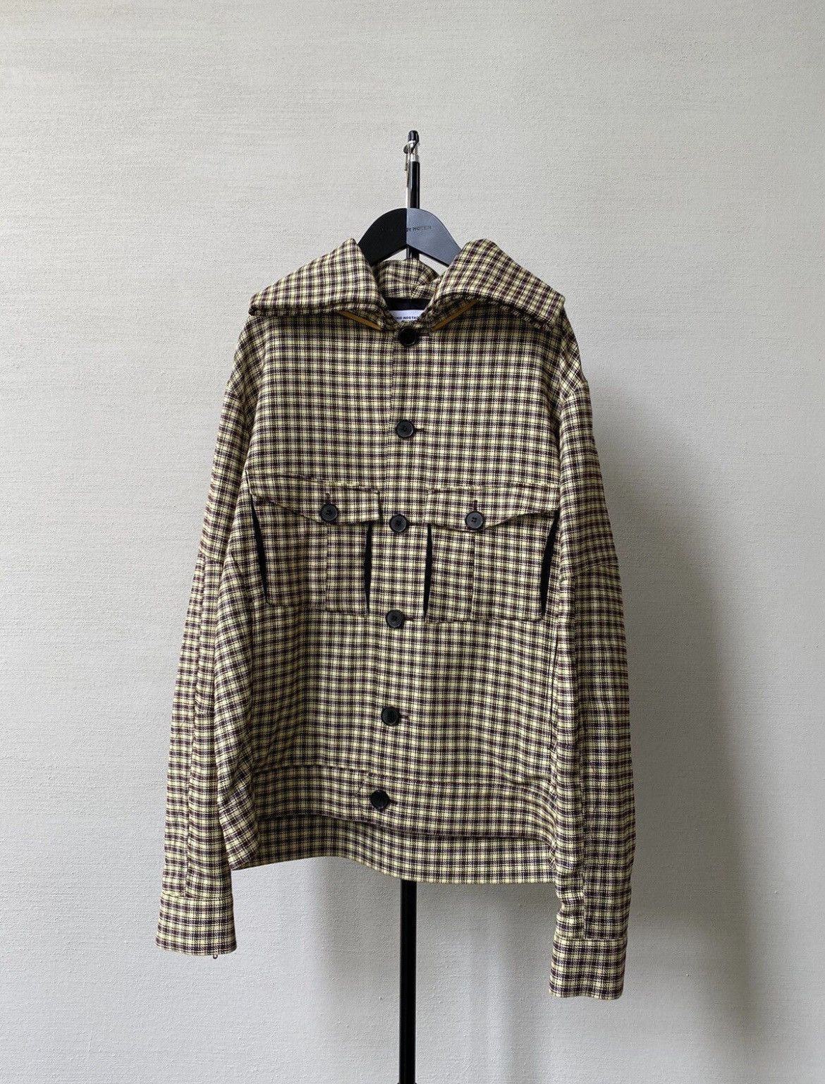 image of Kiko Kostadinov Cocoon Hooded Jacket in Yellow, Men's (Size Medium)