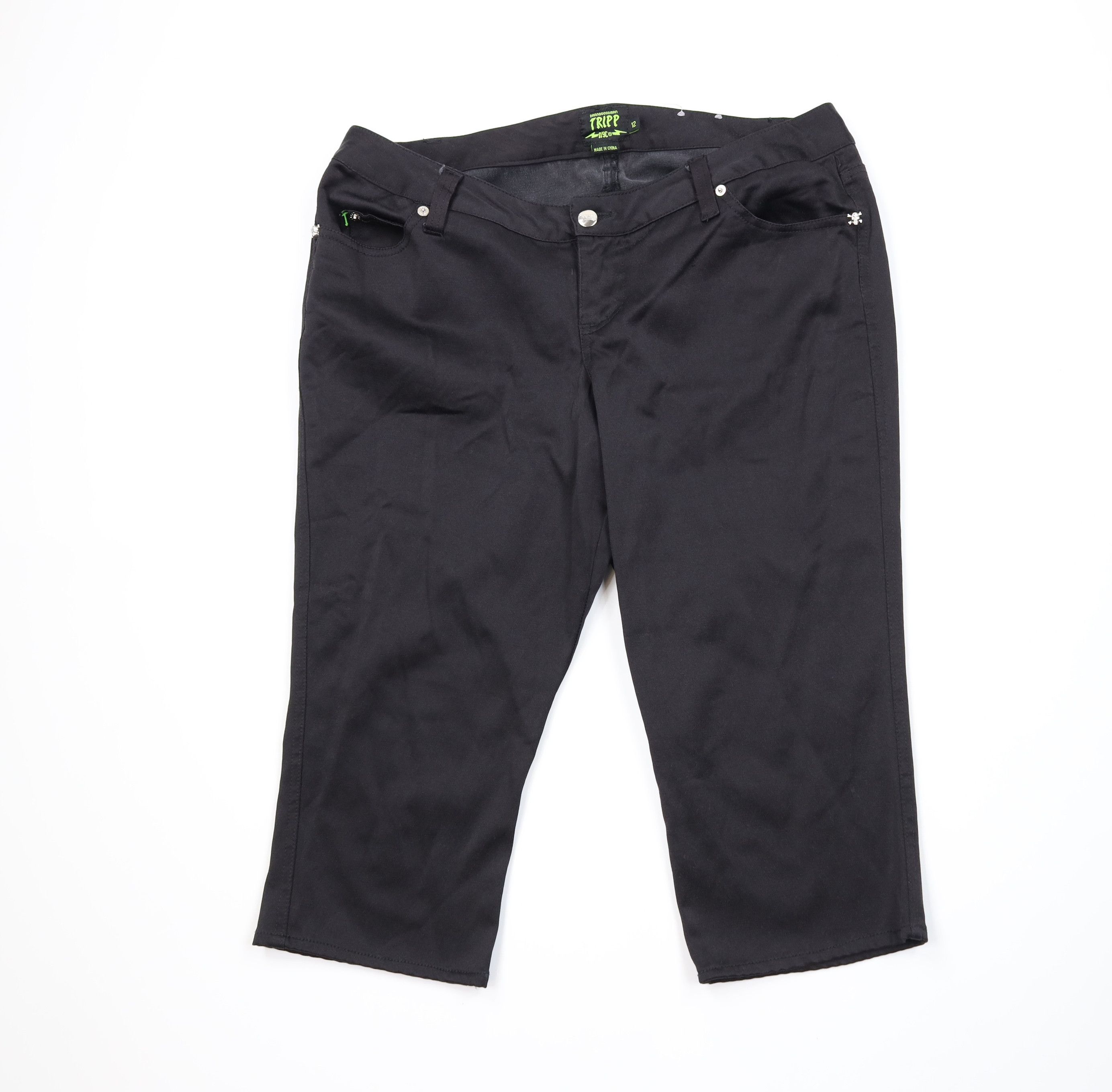 Vintage 90s Y2K Tripp NYC Stretch Capris Jeans Pants Black