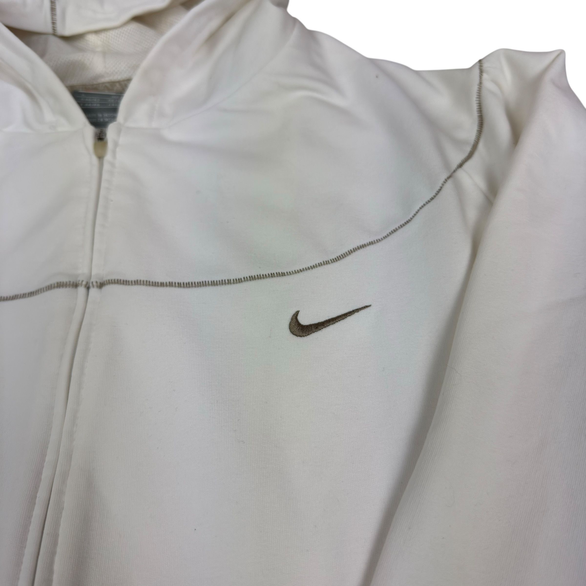Japanese Brand × Nike × Vintage Nike Fit Dry Women's White Solo Swoosh Full Zip Hoodie Large Size L / US 10 / IT 46 - 4 Thumbnail