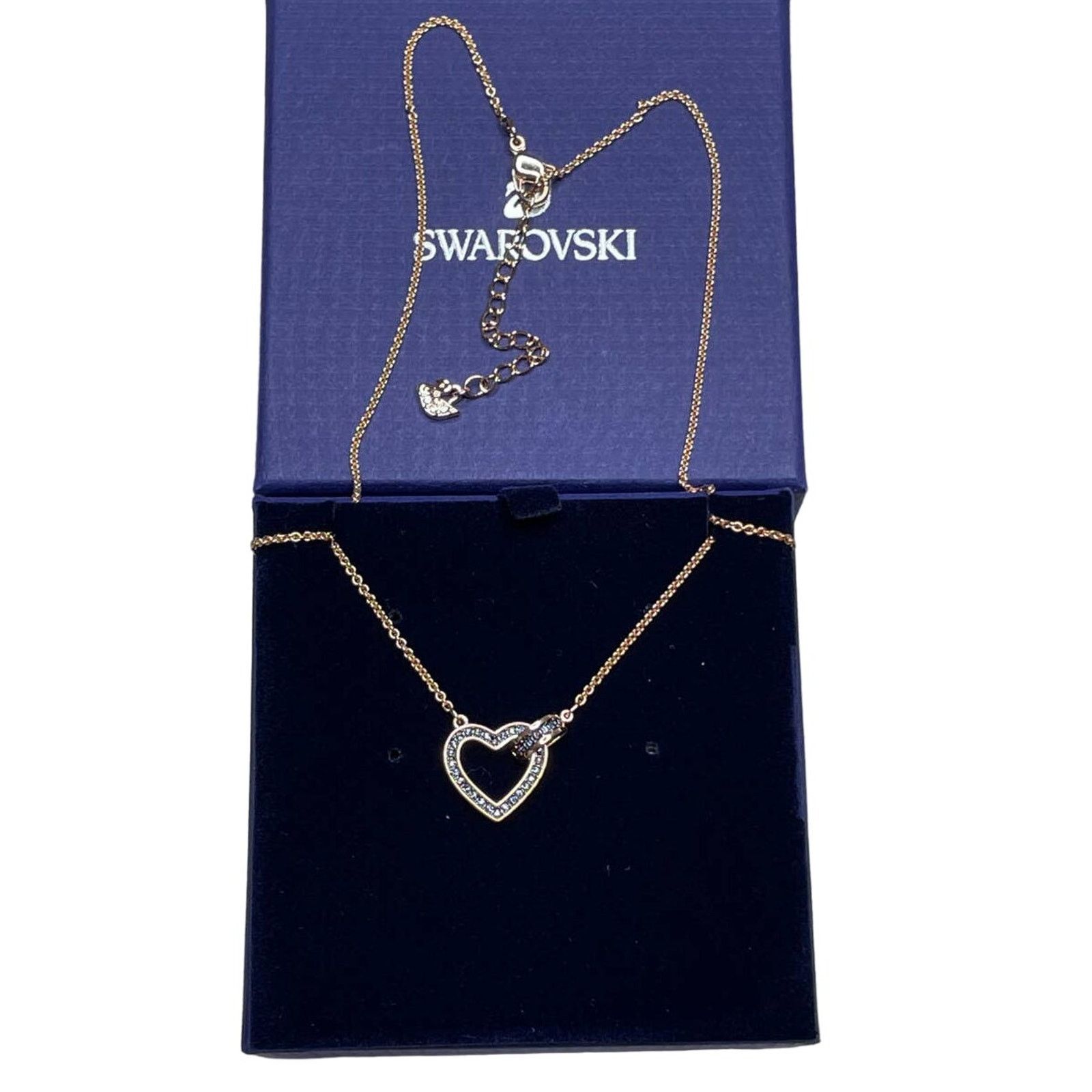 Swarovski Swarovski Lovely Dark Gray Crystal Heart Rose Gold Necklace Size ONE SIZE - 3 Thumbnail