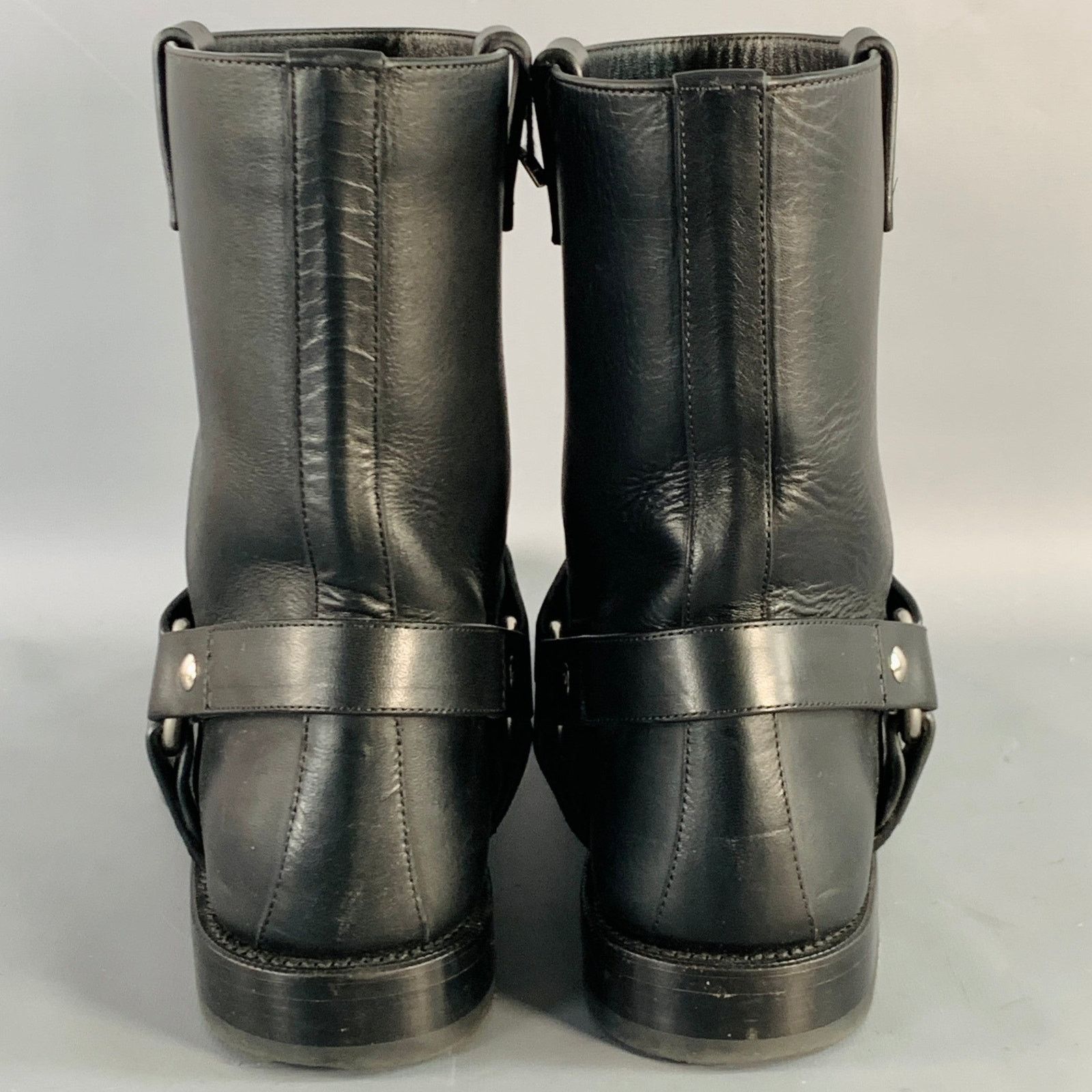 Loewe Size 9 Black Leather Pull On Round Toe Harness Biker Boots Size US 9 / EU 42 - 3 Thumbnail