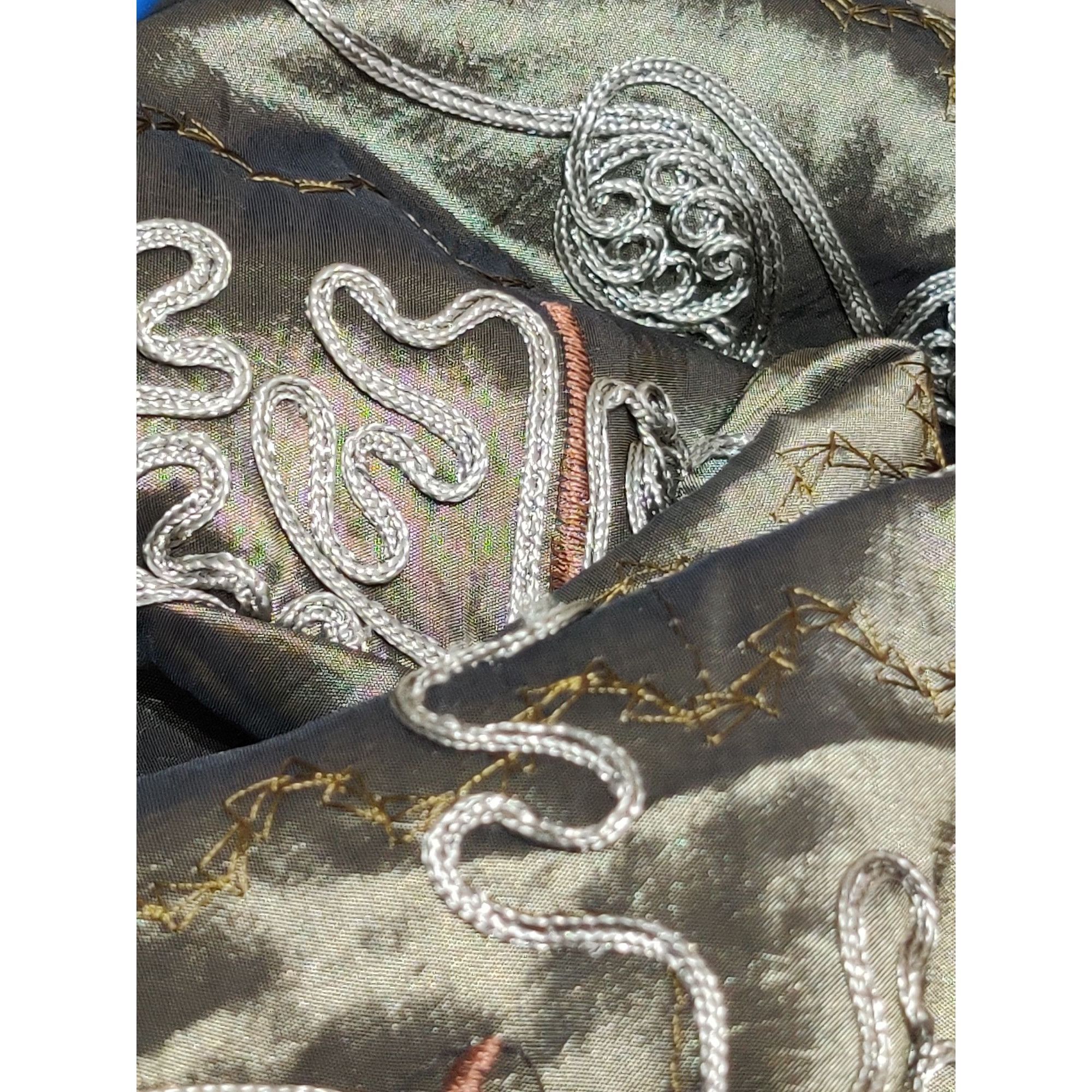 Agora Vintage Agora L Olive Embroidered Ruffle Open Front Statemen Size L / US 10 / IT 46 - 5 Thumbnail