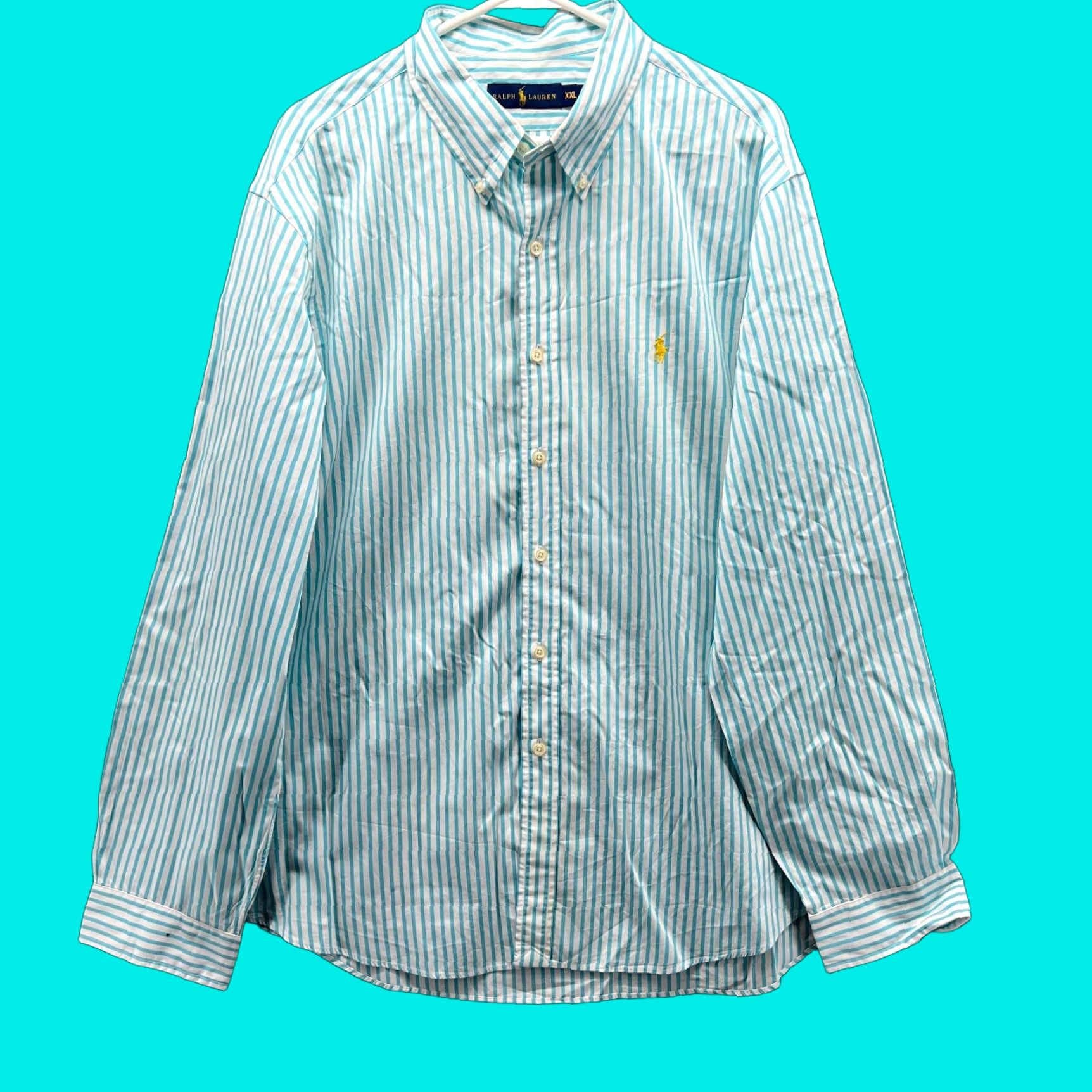 Polo Ralph Lauren VINTAGE Polo Ralph Lauren Shirt Mens XXL Blue Stripes Button-Down Oxford Size US XXL / EU 58 / 5 - 1 Thumbnail