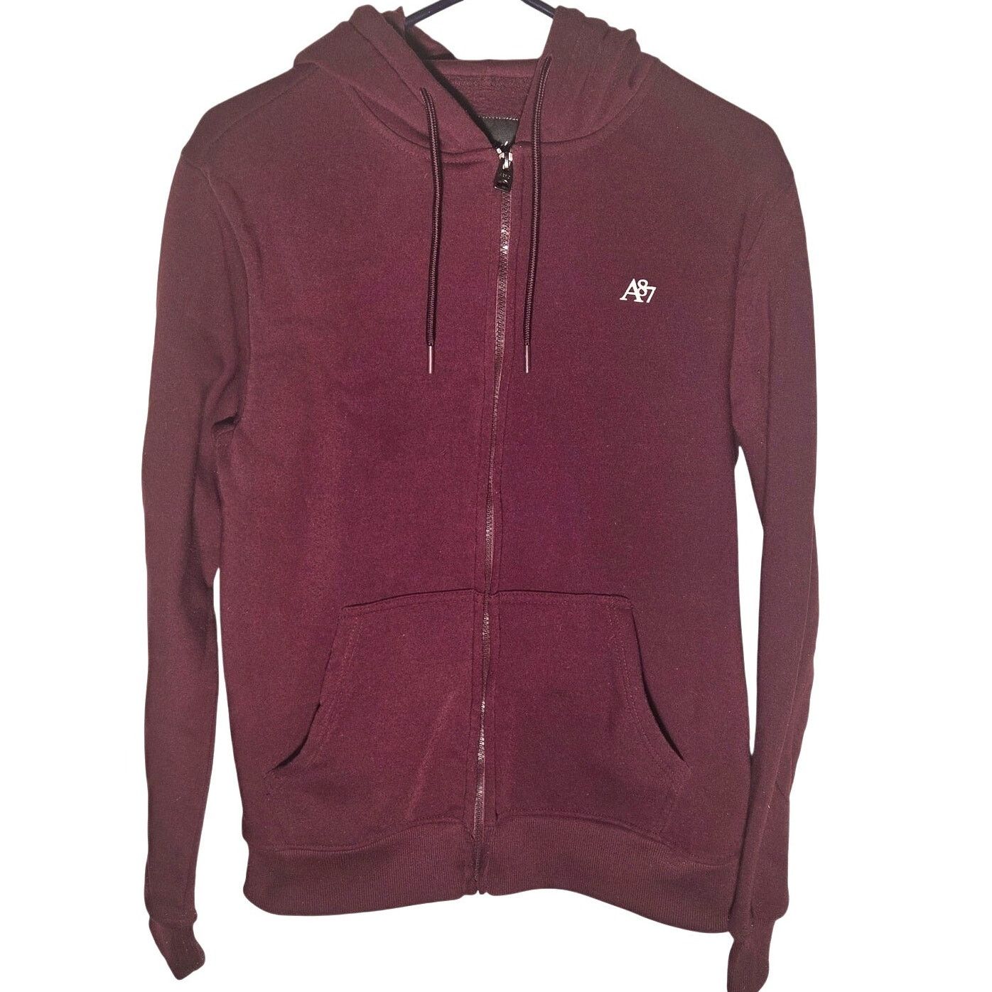Aeropostale Comfy Aeropostale Men's Burgundy Zip-Up Hoodie - Size M Size US M / EU 48-50 / 2 - 1 Thumbnail