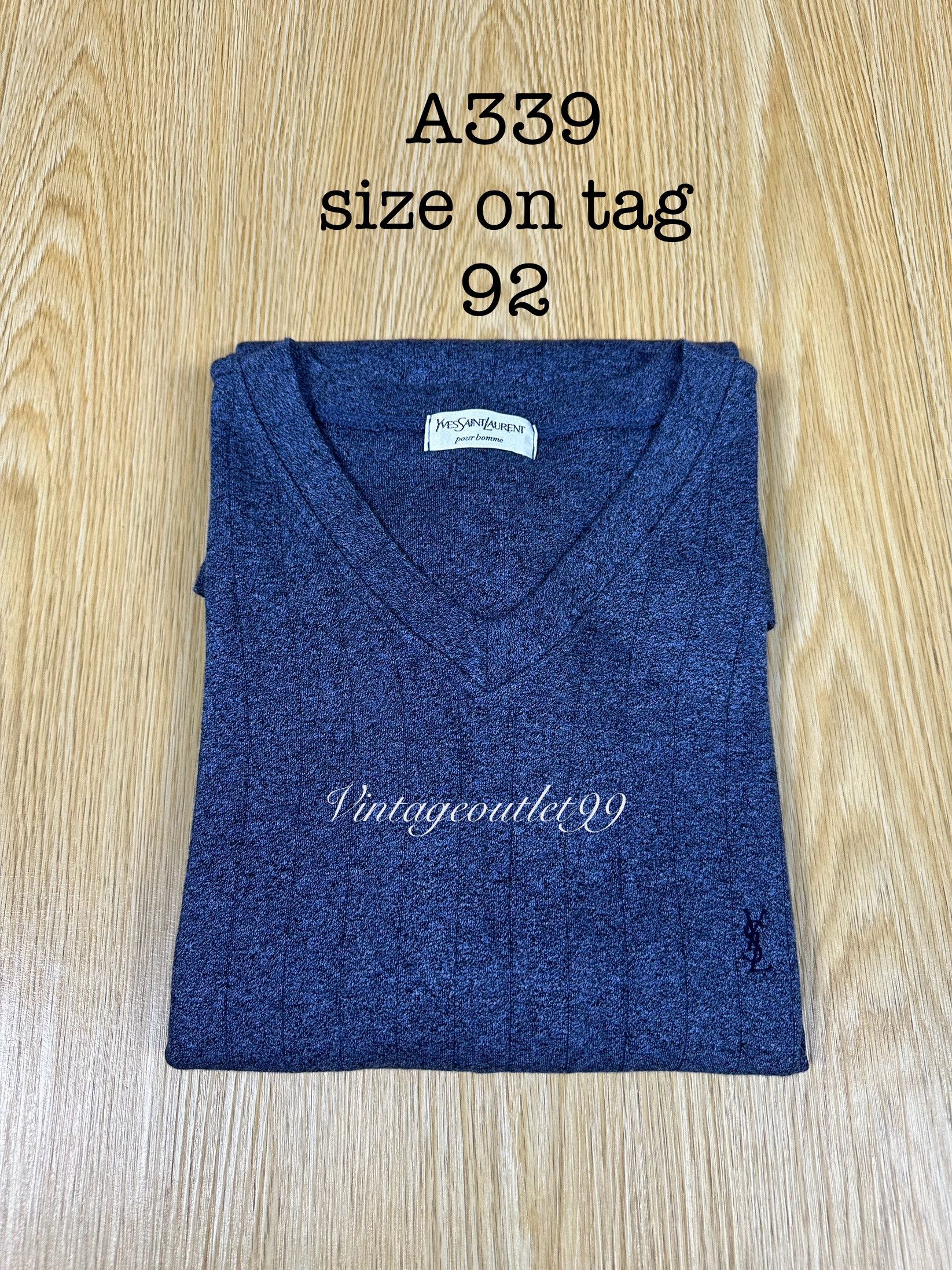 Vintage Vintage YSL Pour Homme Vneck Shirt A339 Size US S / EU 44-46 / 1 - 10 Thumbnail
