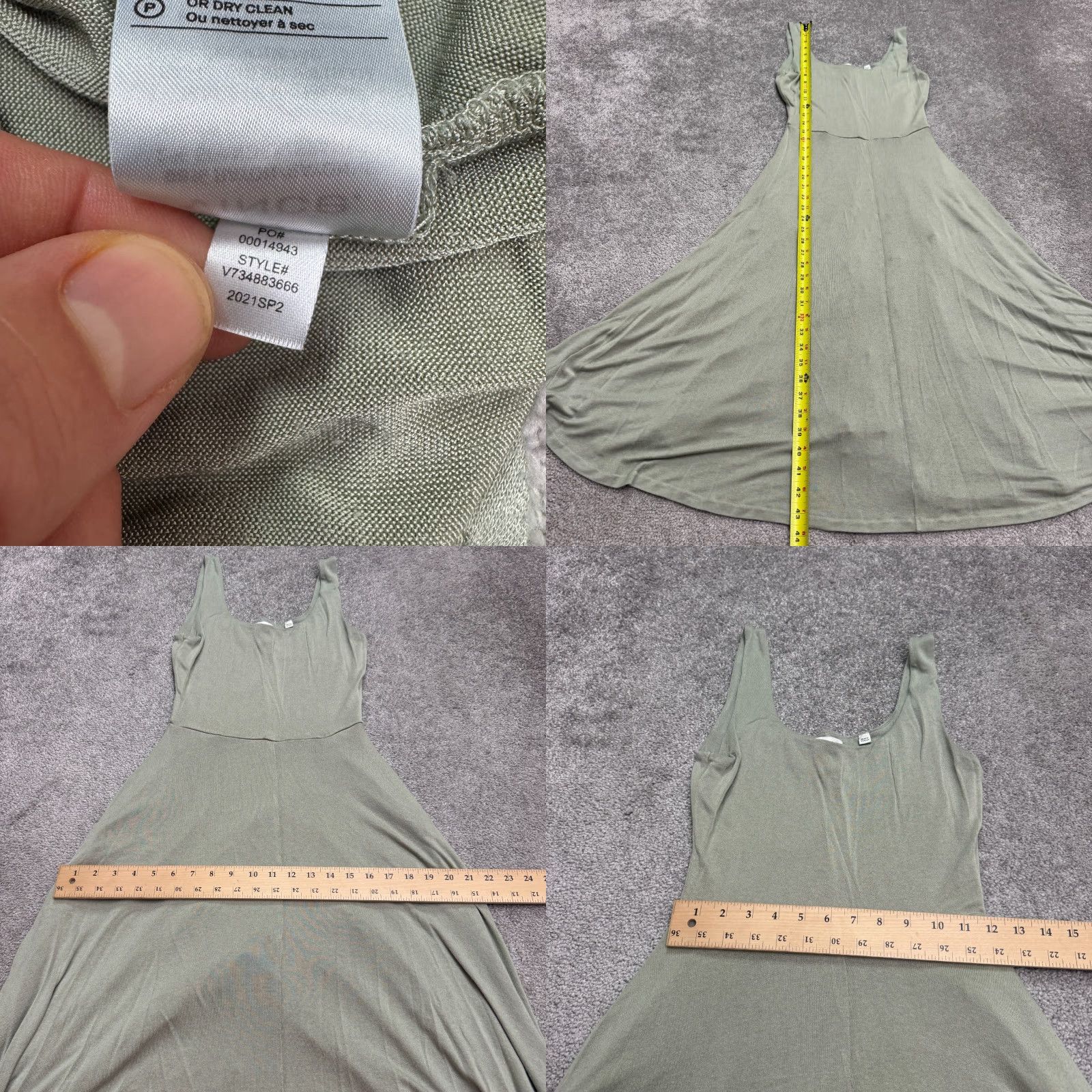 Vince Vince Dress Womens Small Sage Green A-Line Midi Tank Boho Scoop Neck Size S / US 4 / IT 40 - 8 Thumbnail