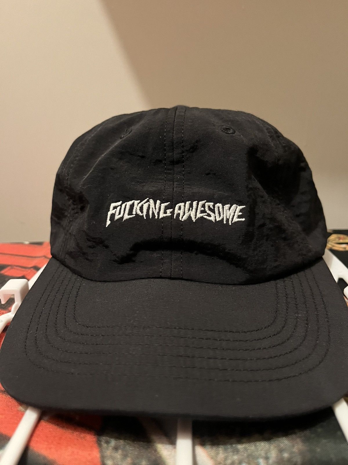 【FUCKING AWESOME】 BURN FACE 6 PANEL STRAPBACK BLACK/GREY Fucking Awesome Burn Face 6 Panel Black/Grey - APB Skateshop