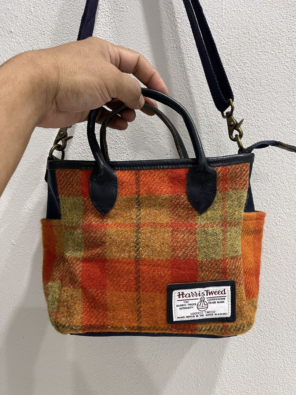 Harris Tweed Vintage Harris Tweed X BPQC 2 Way Orange Plaid Wool Bag Size ONE SIZE - 6 Thumbnail