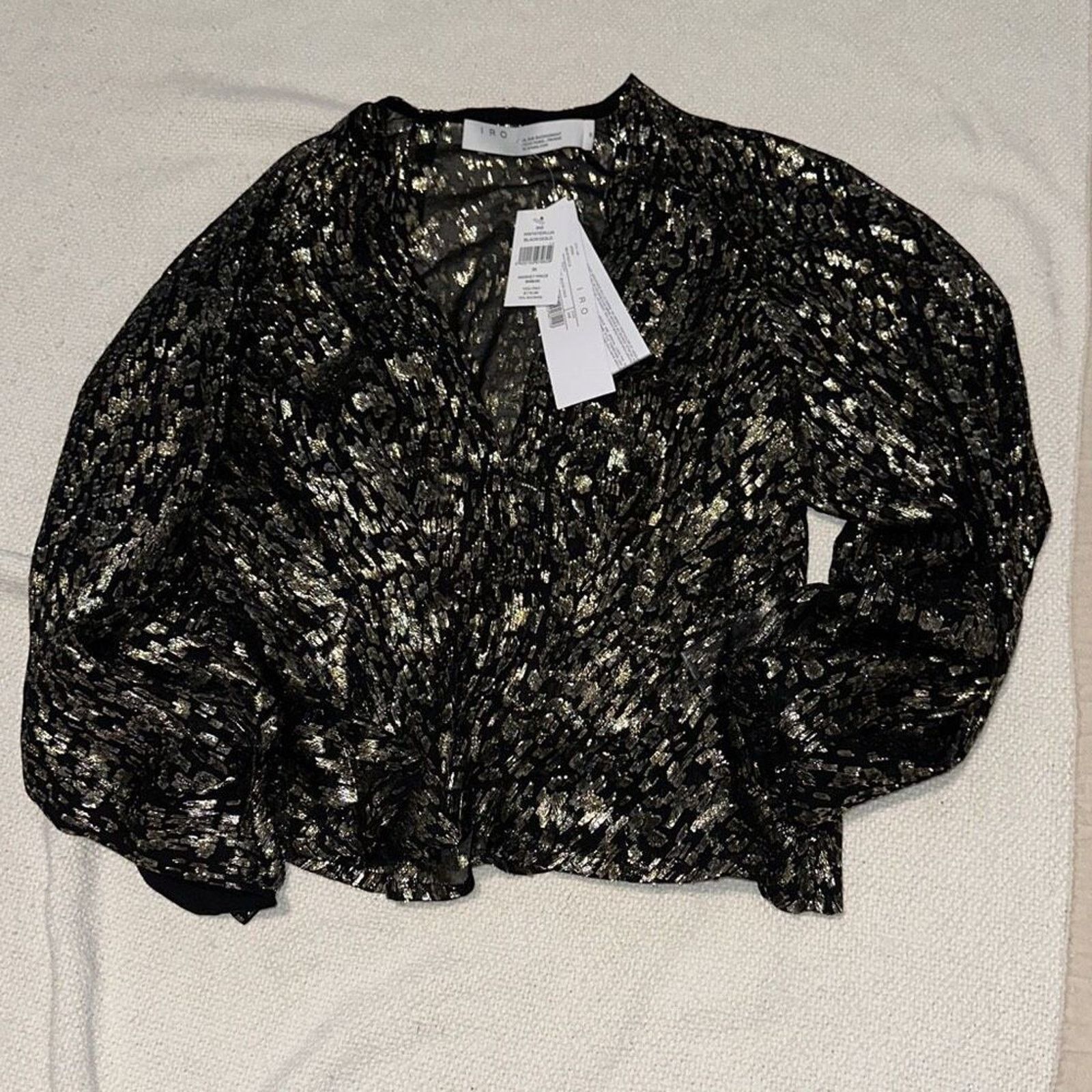 Iro IRO Teruja Metallic V-Neck Blouse | Sz 36, NWT Size S / US 4 / IT 40 - 5 Thumbnail