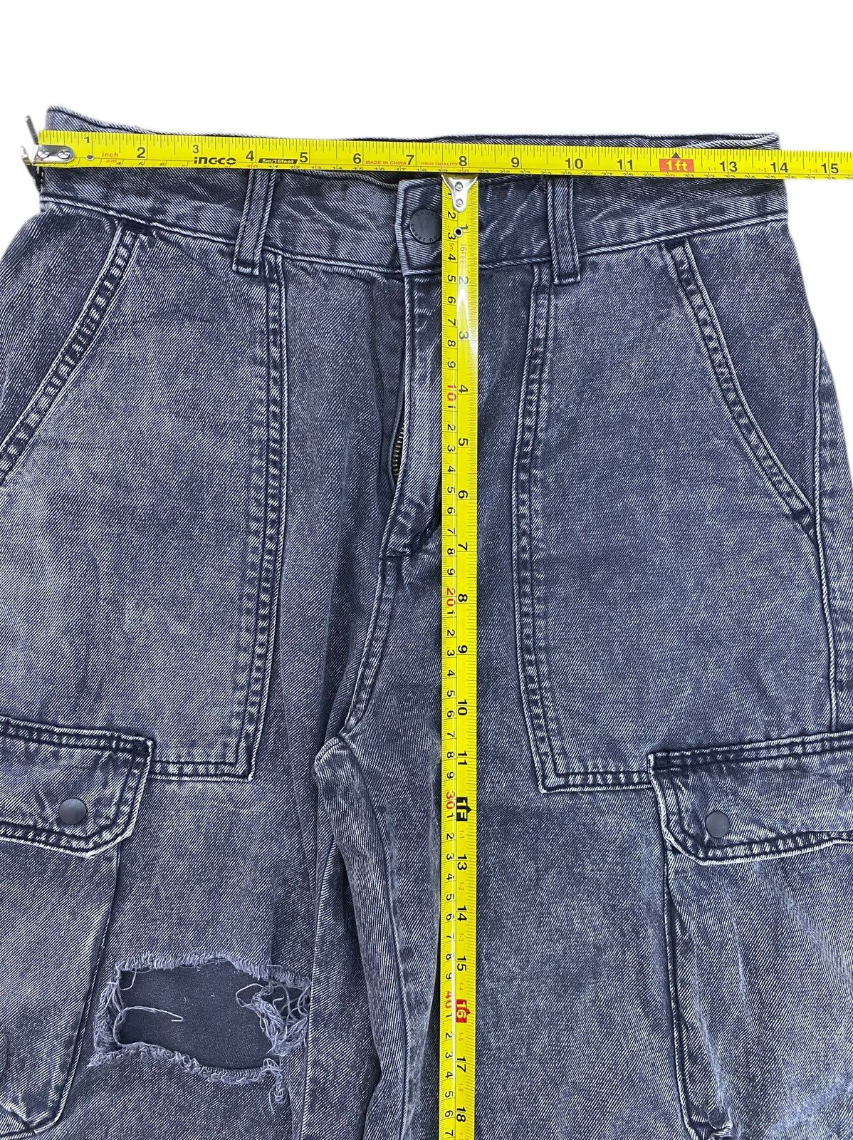 GU GU Black Wash Denim Style Cargo Jeans Size US 28 / EU 44 - 6 Thumbnail
