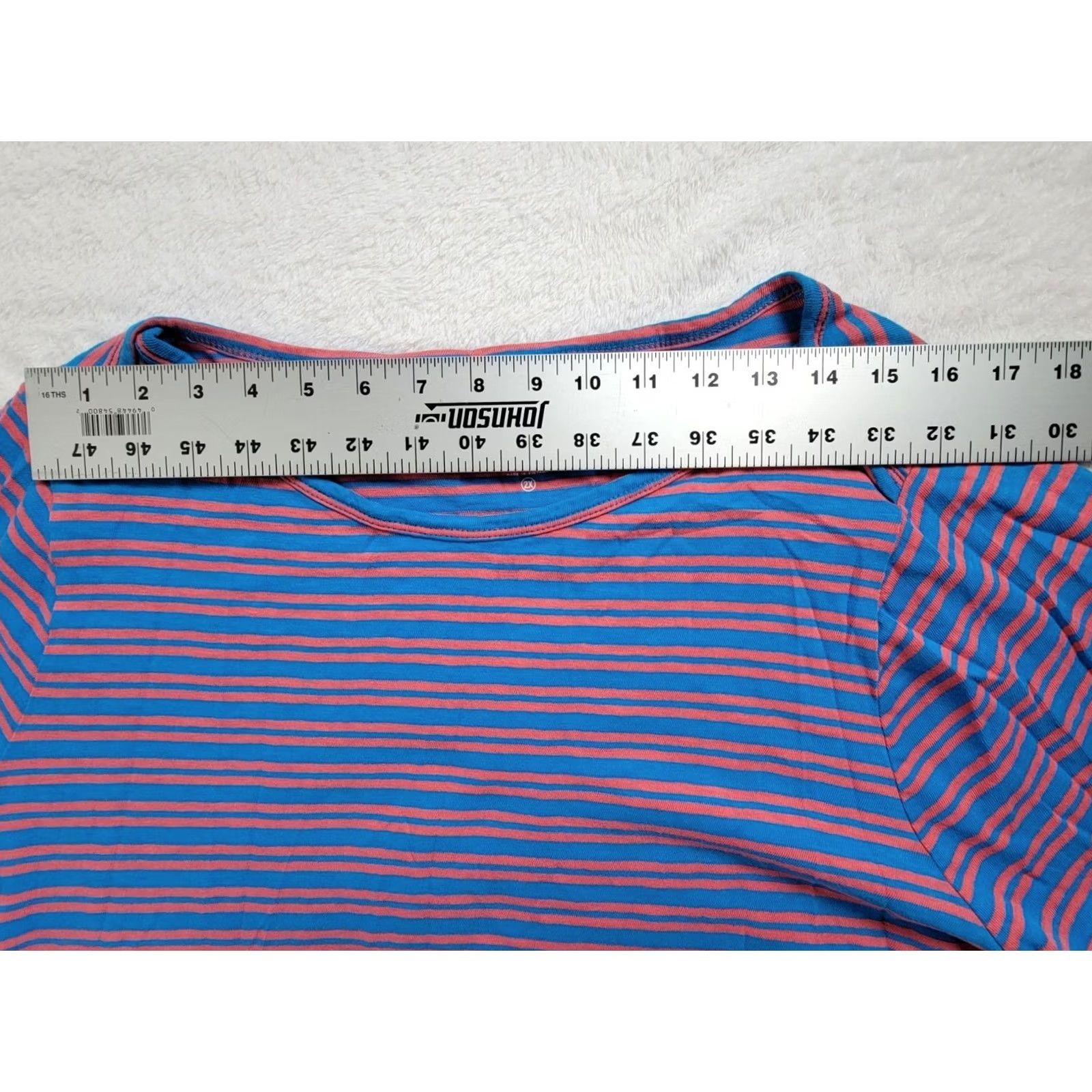J.Crew J. Crew Womens Striped Long Sleeve Tee Shirt 2X Blue & Pink Casual Slub Cotton Shirt Women Size XXL / US 16-18 / IT 52-54 - 6 Thumbnail