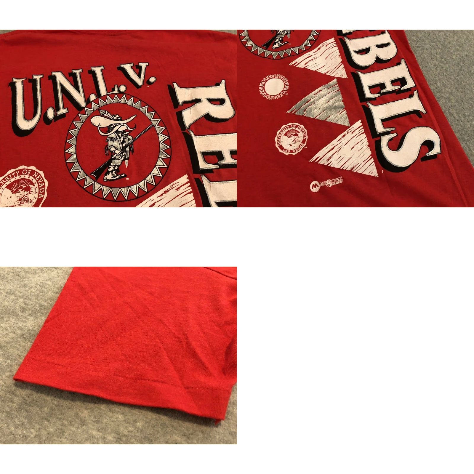 Vintage VINTAGE UNLV Runnin Rebels Red T-Shirt Shirt Medium Mens Cotton USA MSP Gold Made USA Regular Size M Size US M / EU 48-50 / 2 - 8 Thumbnail