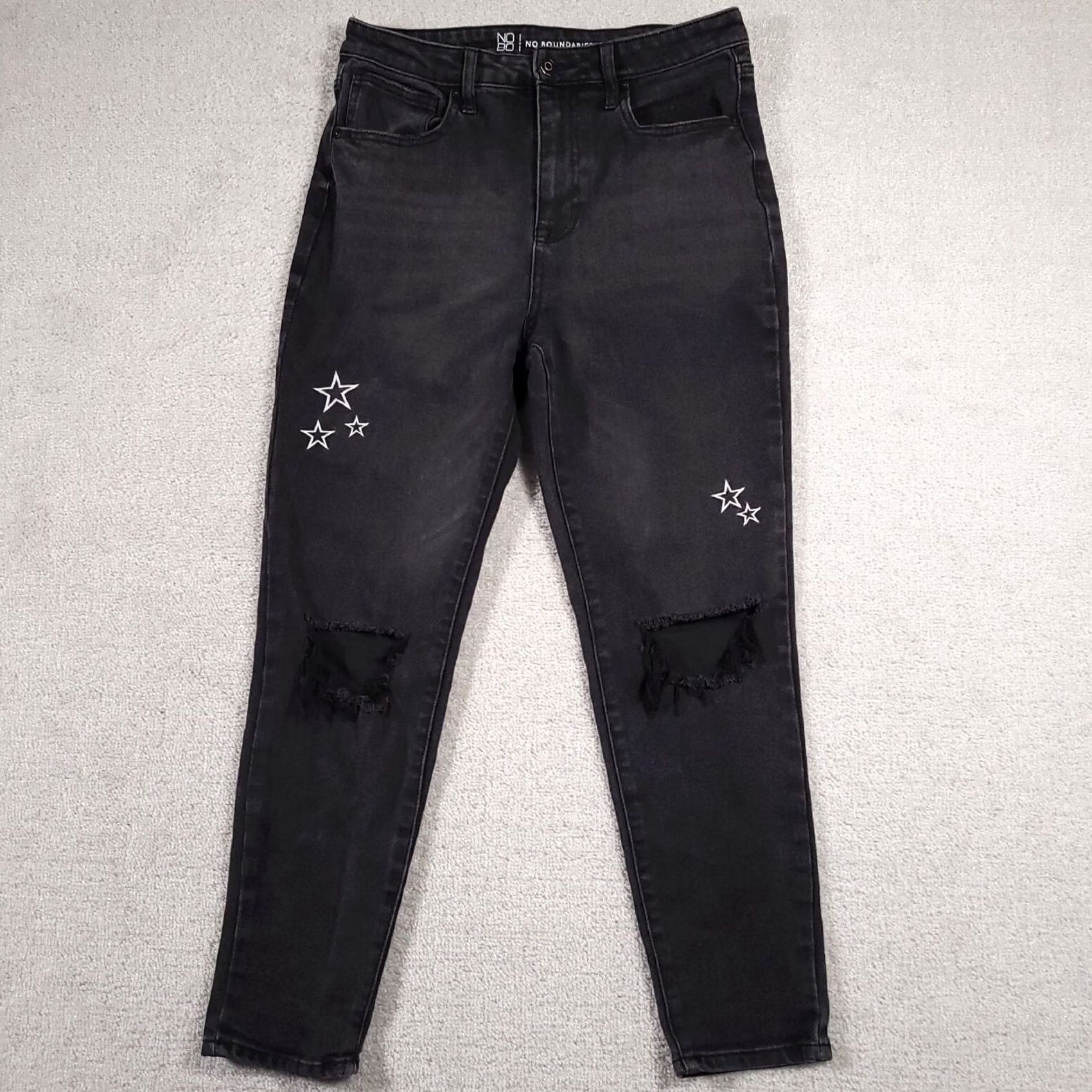Vintage Another title: No Boundaries Distressed Ankle Jeans Womens 11 Black Star High Rise Size 32" / US 10 / IT 46 - 2 Thumbnail