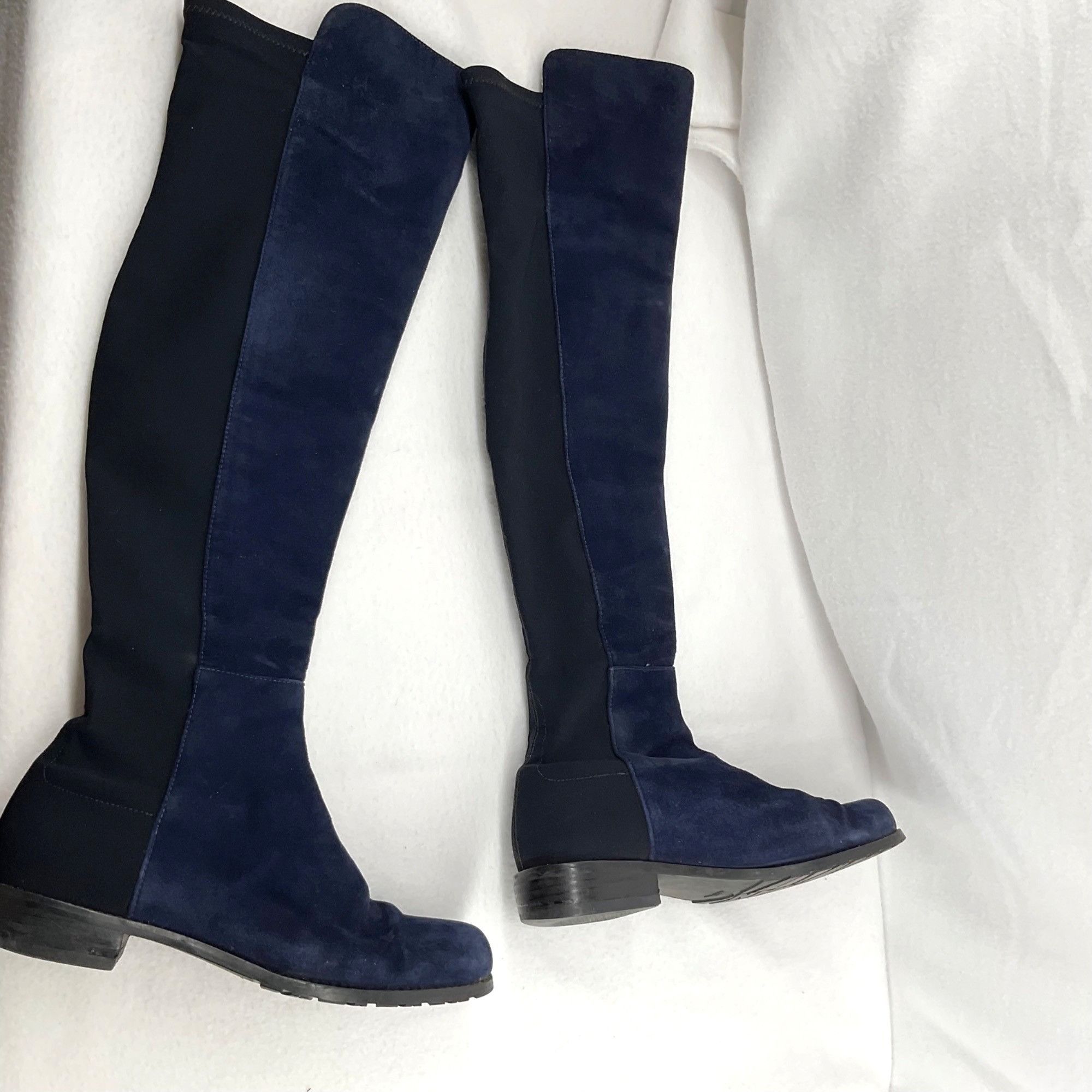 Stuart Weitzman Stuart Weitzman 5050 Over the knee suede navy blue boots SZ6 Size US 6 / IT 36 - 1 Thumbnail