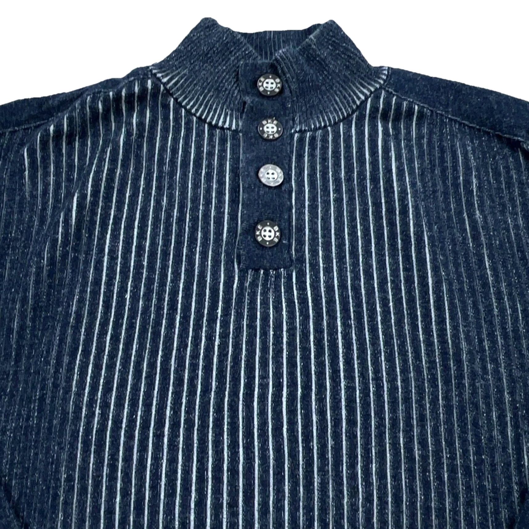 BKE BKE Sweater Men L Black Gray Mock Neck Zip Heavy Knit Henley Casual Classic Size US L / EU 52-54 / 3 - 2 Thumbnail