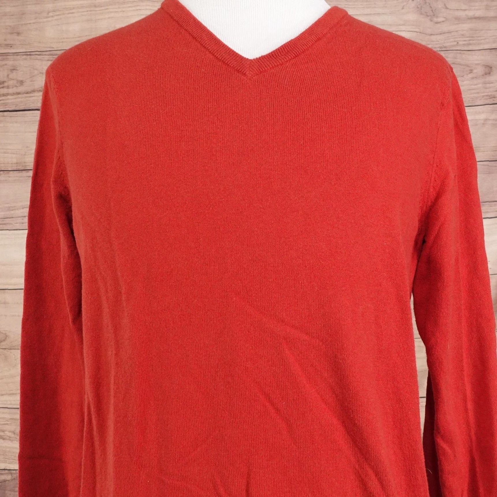 J.Crew J.CREW Sweater Mens M Red V-Neck Cotton Cashmere Knit Pullover Long Sleeve Size US M / EU 48-50 / 2 - 2 Thumbnail
