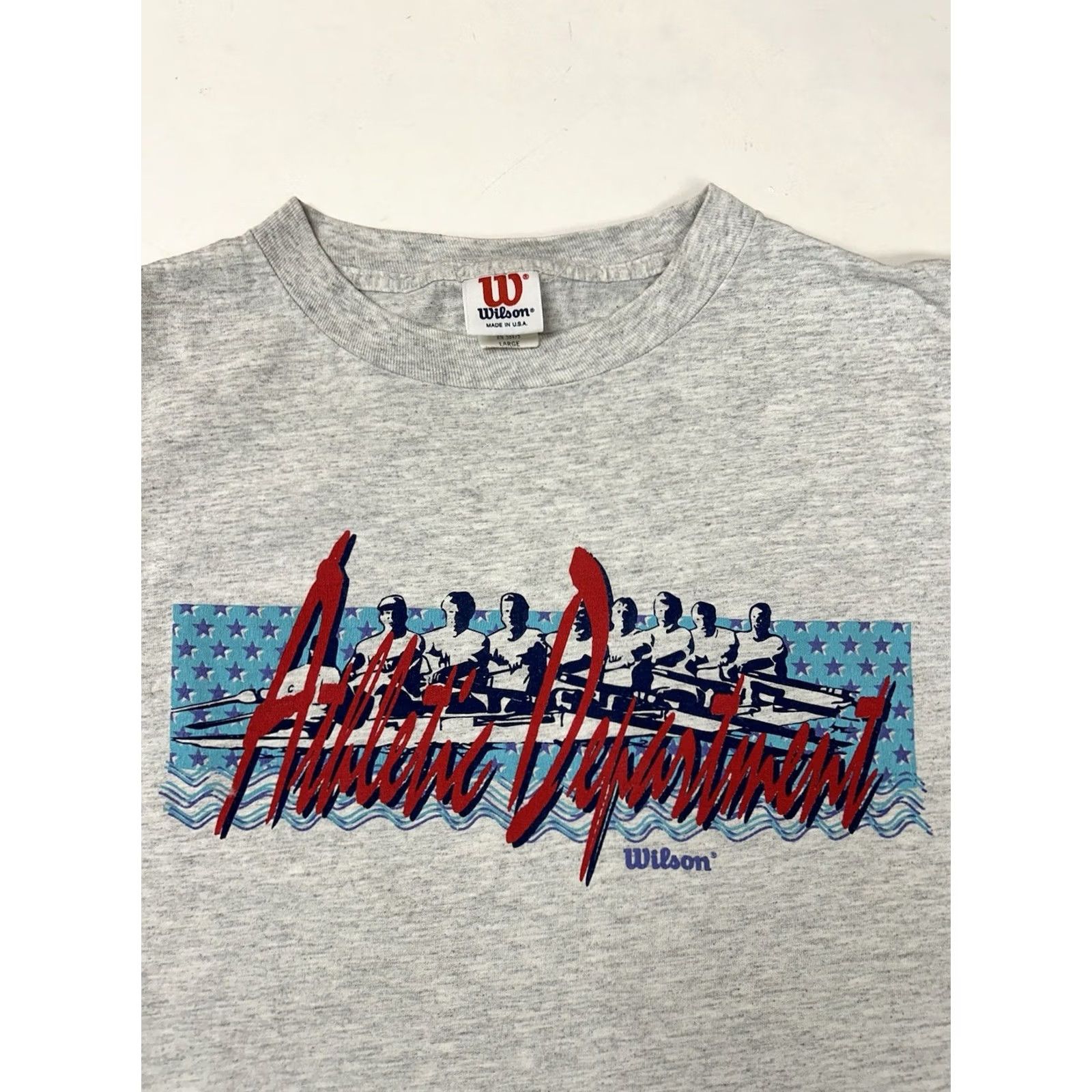 Wilson VINTAGE 90s Wilson Rowing Crew Tee Shirt Large USA Athletic Department Gray Size US L / EU 52-54 / 3 - 3 Thumbnail
