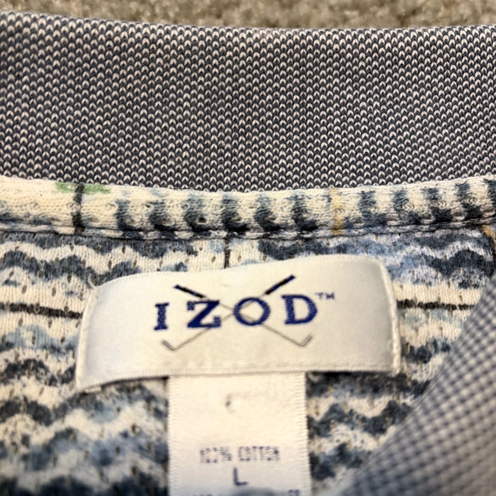 Izod VINTAGE Izod Golf Breathable Cotton White Blue Pattern Collared Shirt L Mens 90s Size US L / EU 52-54 / 3 - 6 Thumbnail
