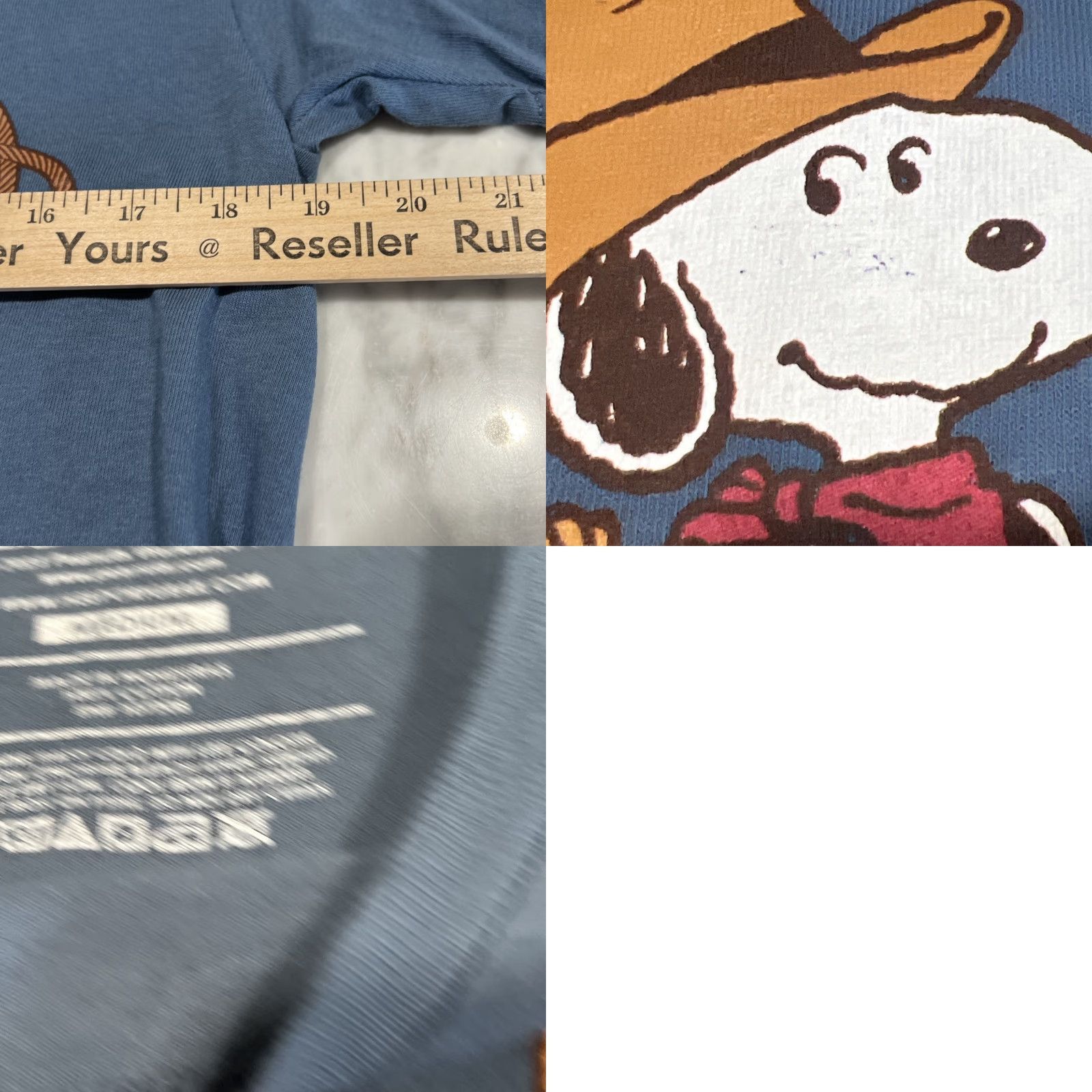 Peanuts Peanuts Snoopy Cowboy Howdy Partner T Shirt Medium Cotton Unisex Adults Shirt Crew Neck Short Sleeve Blue Size US M / EU 48-50 / 2 - 8 Thumbnail