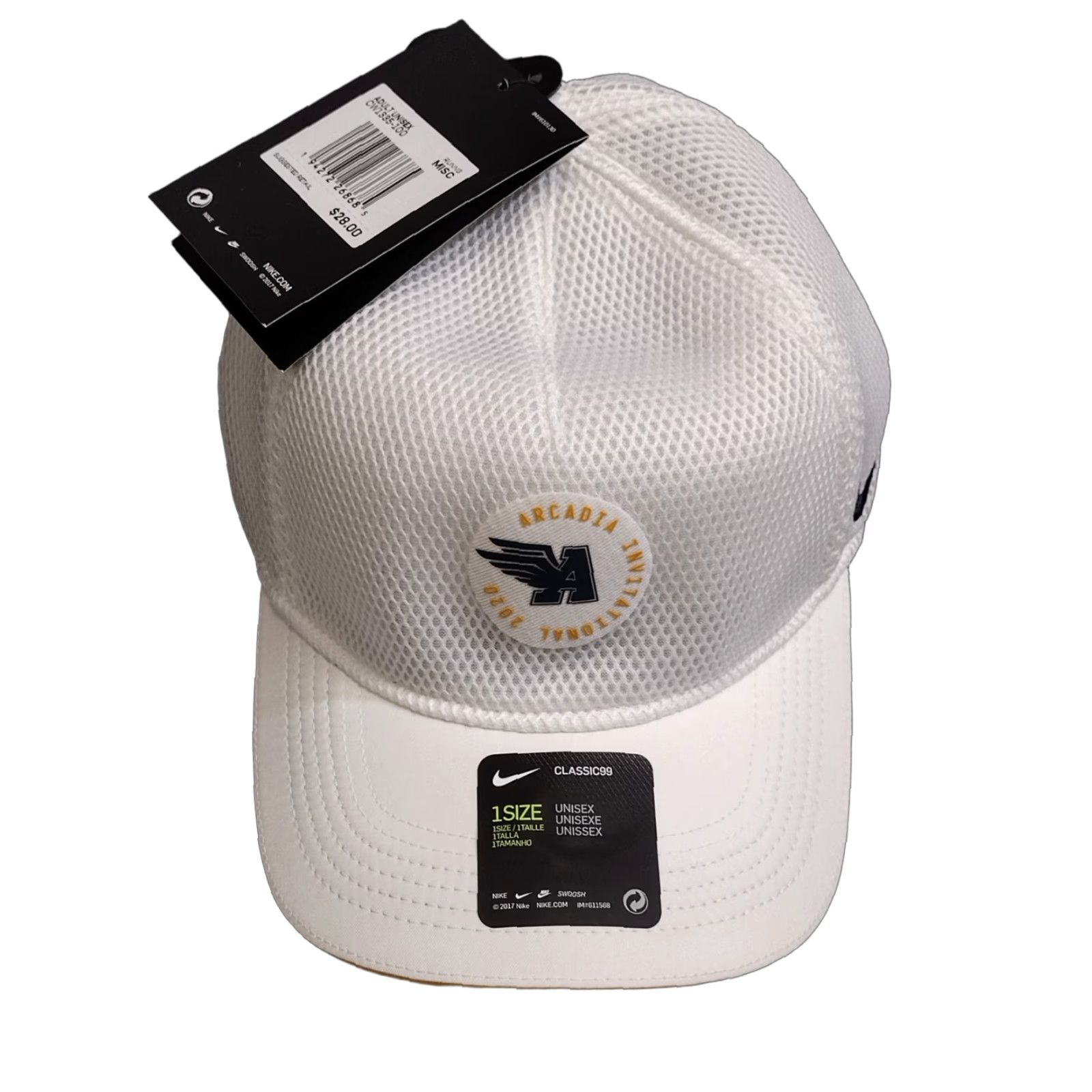 Nike Nike Hat Arcadia CW1335-100 White Unisex 2020 Adjustable Lightweight Classic Swoosh Mens Size ONE SIZE - 1 Thumbnail