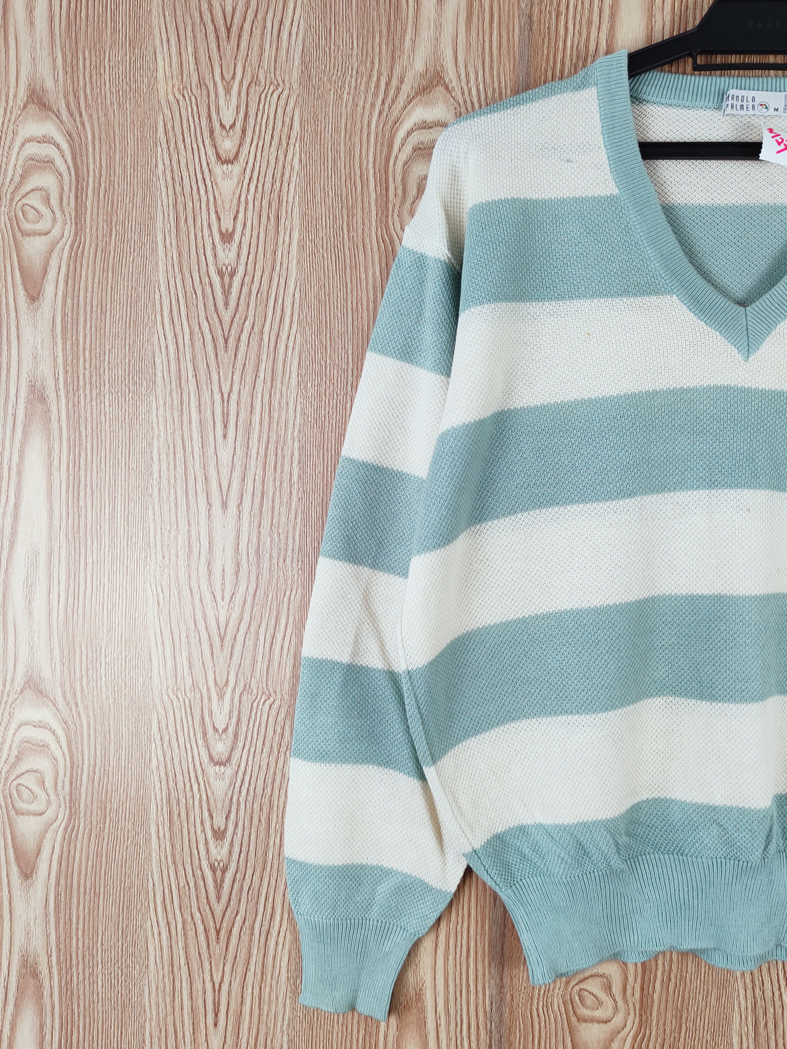 Japanese Brand Arnold Palmer Green Cream Stripe Knitwear Sweatshirts #W127 Size US M / EU 48-50 / 2 - 3 Thumbnail