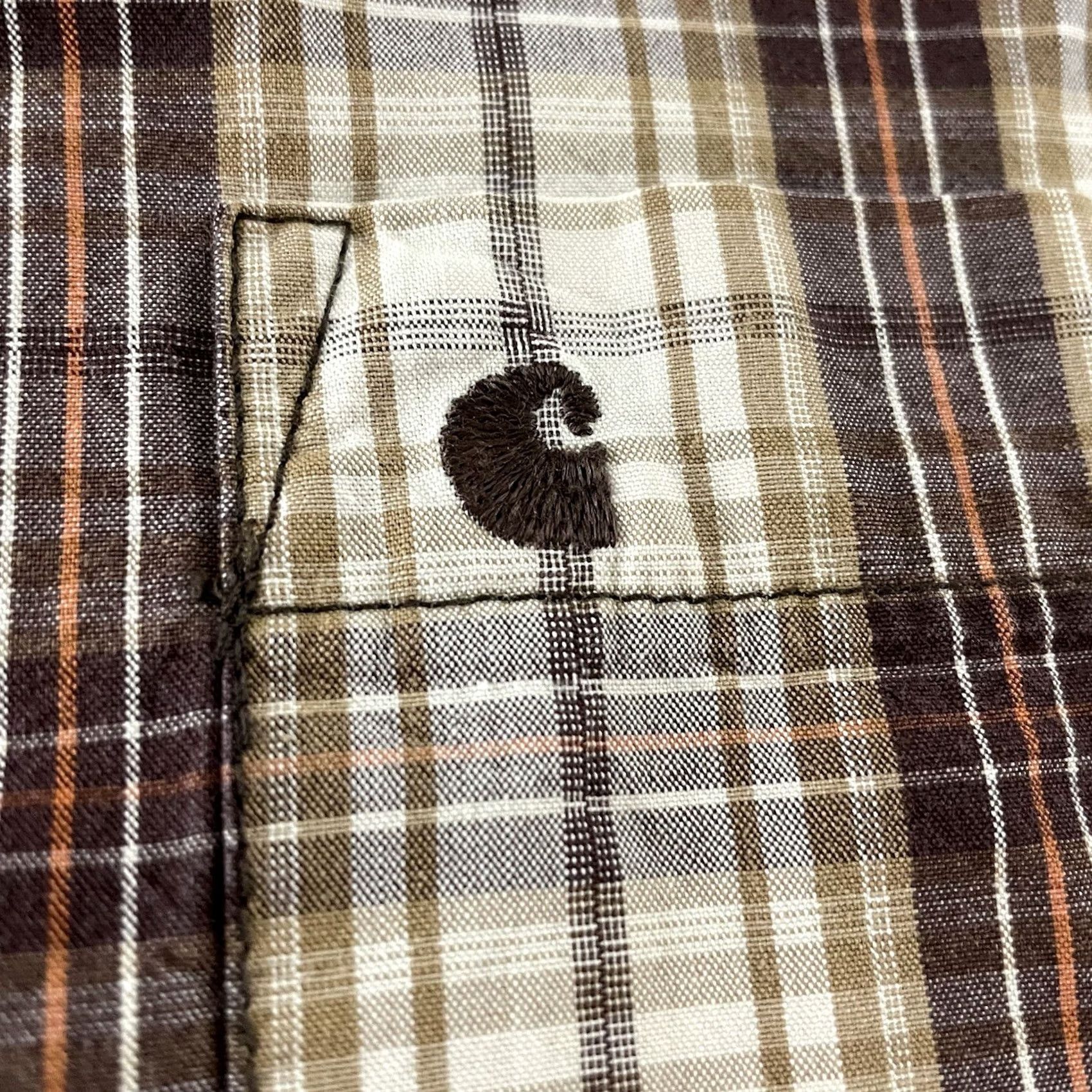 Carhartt Carhartt shirt Plaid Short Sleeve Button-Up Shirt Mens XL Brown Relaxed Fit Button-Front Pocketed Cotton Size US XL / EU 56 / 4 - 2 Thumbnail