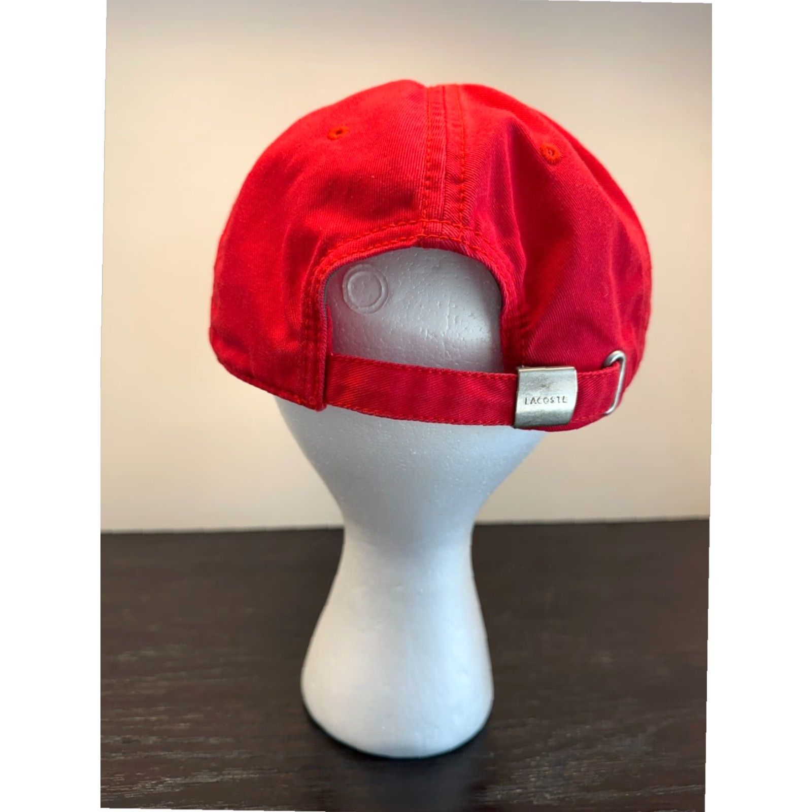 Lacoste Lacoste Golf Hat Mens Red Cotton Strapback Big Crocodile Embroidered Size ONE SIZE - 4 Thumbnail