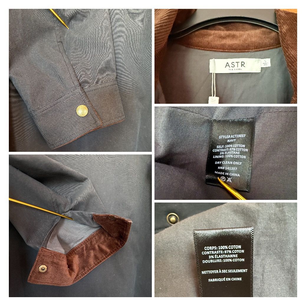ASTR The Label ASTR The Label Rylan Cotton NAVY Barn Jacket Corduroy Collar Size L / US 10 / IT 46 - 8 Thumbnail
