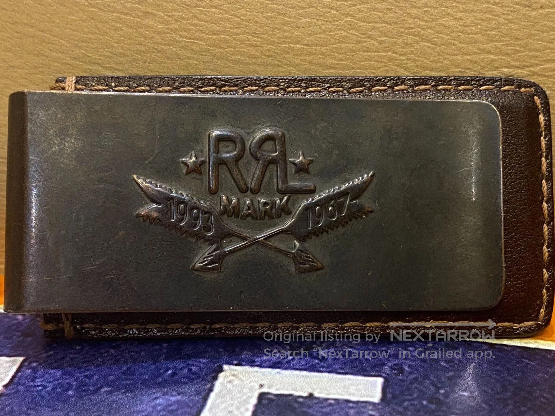 RRL Ralph Lauren RRL Brass Leather Arrow Logo Money Clip. Size ONE SIZE - 2 Thumbnail