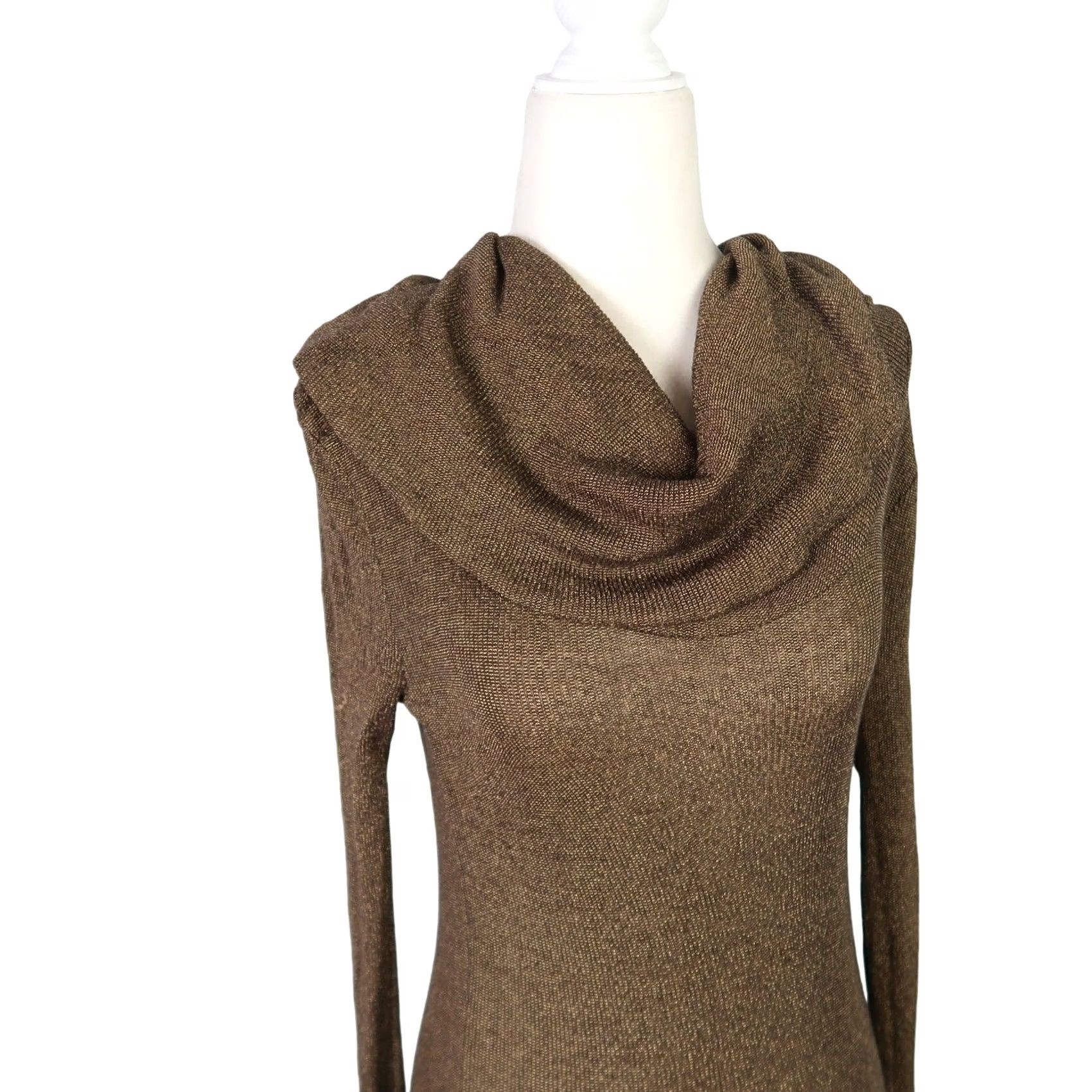 Michael Stars Michael Stars brown off-the-shoulder cowl neck knit tunic top Womens Long Sleeve S Cotton Nylon Modern Tunic Autumn Spring Size S / US 4 / IT 40 - 4 Thumbnail