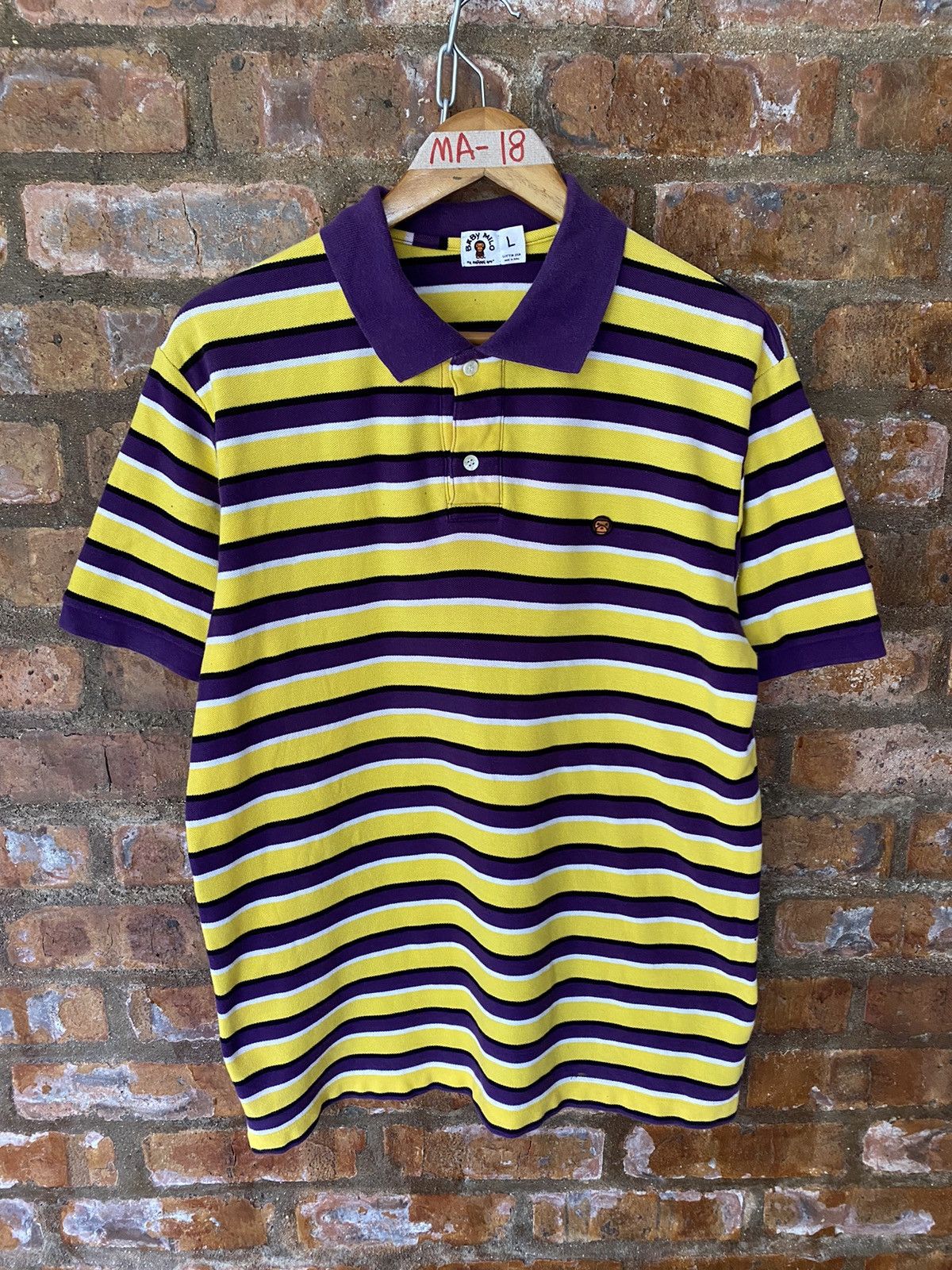 Bape 2008 Bape Milo stripe polo Size US L / EU 52-54 / 3 - 2 Thumbnail