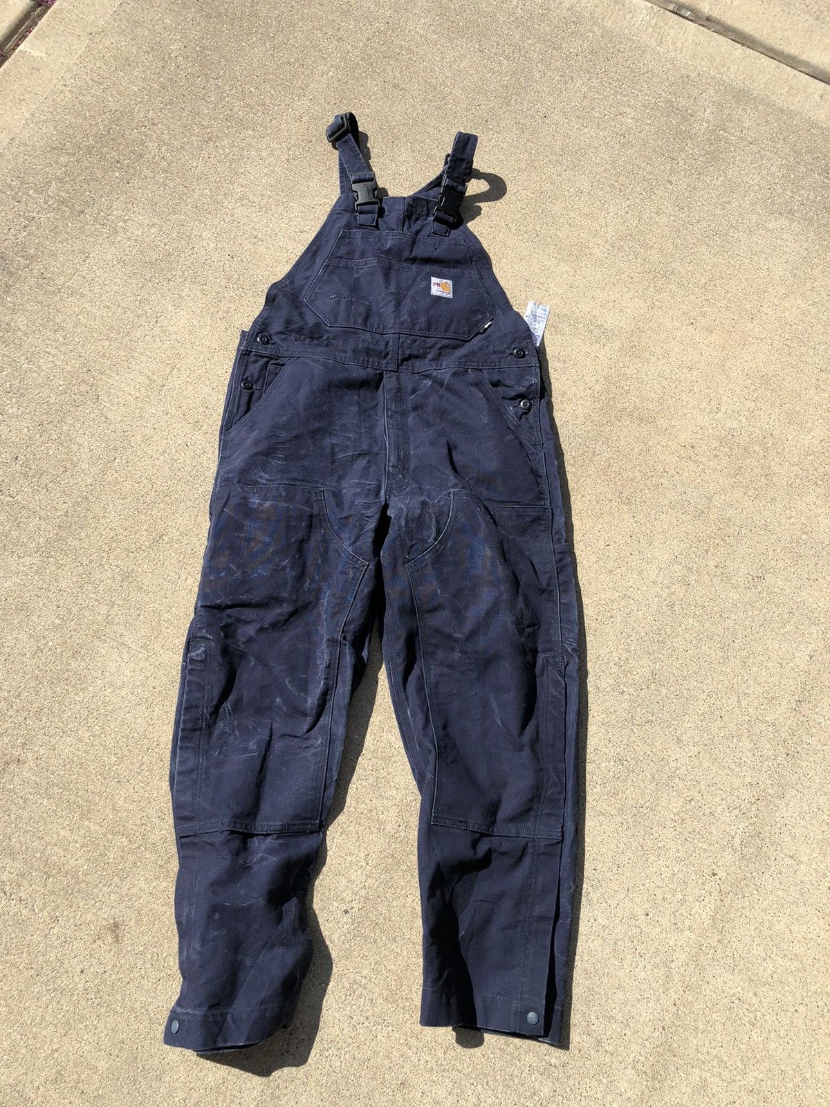 Carhartt × Vintage Carhartt Double Knee Bib Overalls fire fr - Size 36x30 Size US 36 / EU 52 - 2 Thumbnail