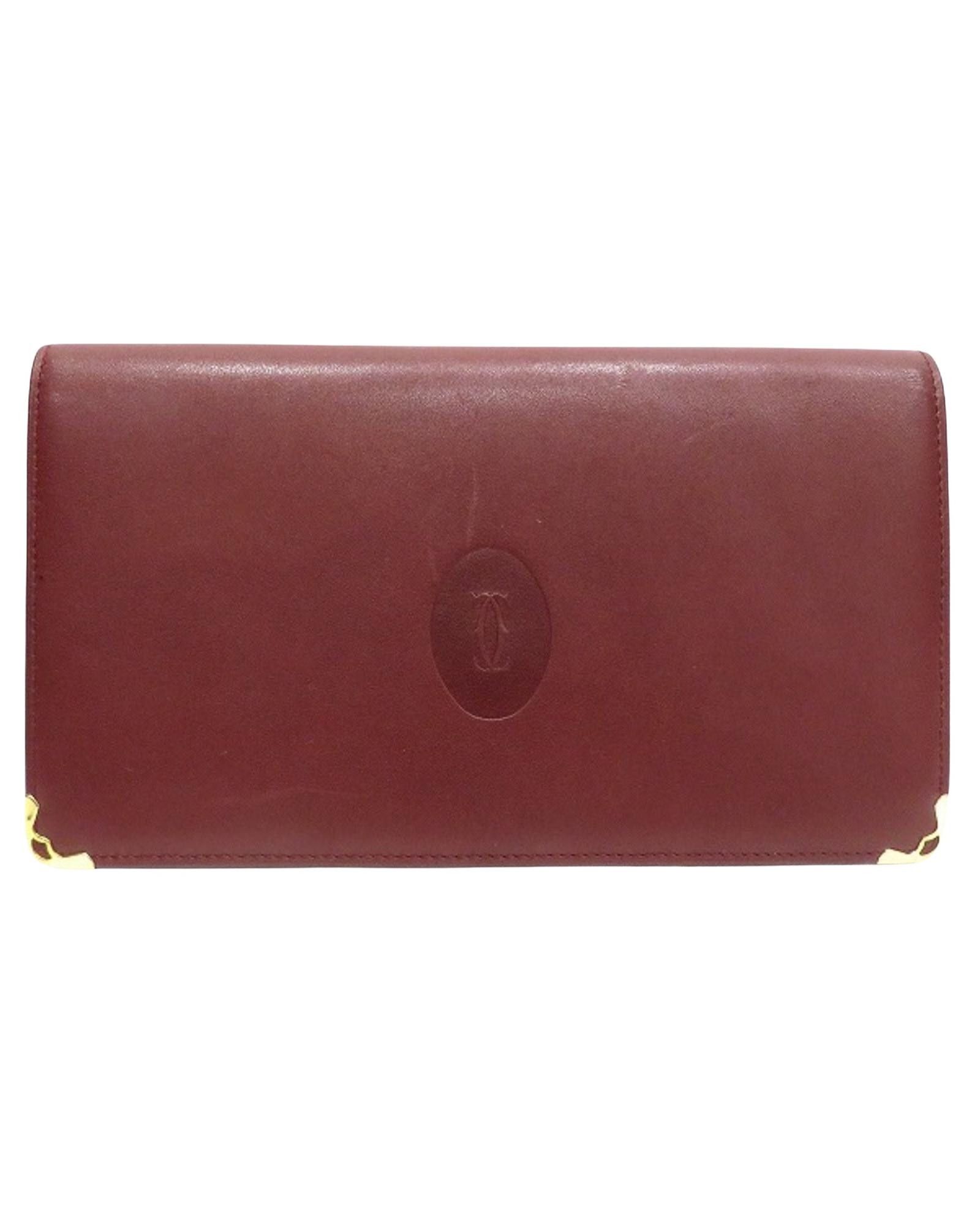 image of Cartier Elegant Burgundy Leather Coin Purse, Women's
