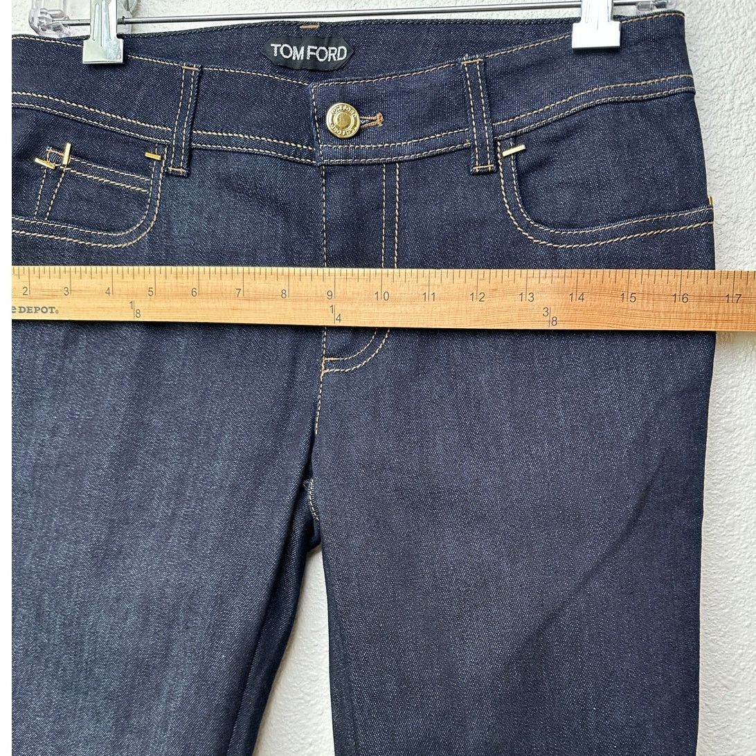 NWT Tom Ford Indigo Skinny Jeans 29 Low Rise Gold Zip Ankles