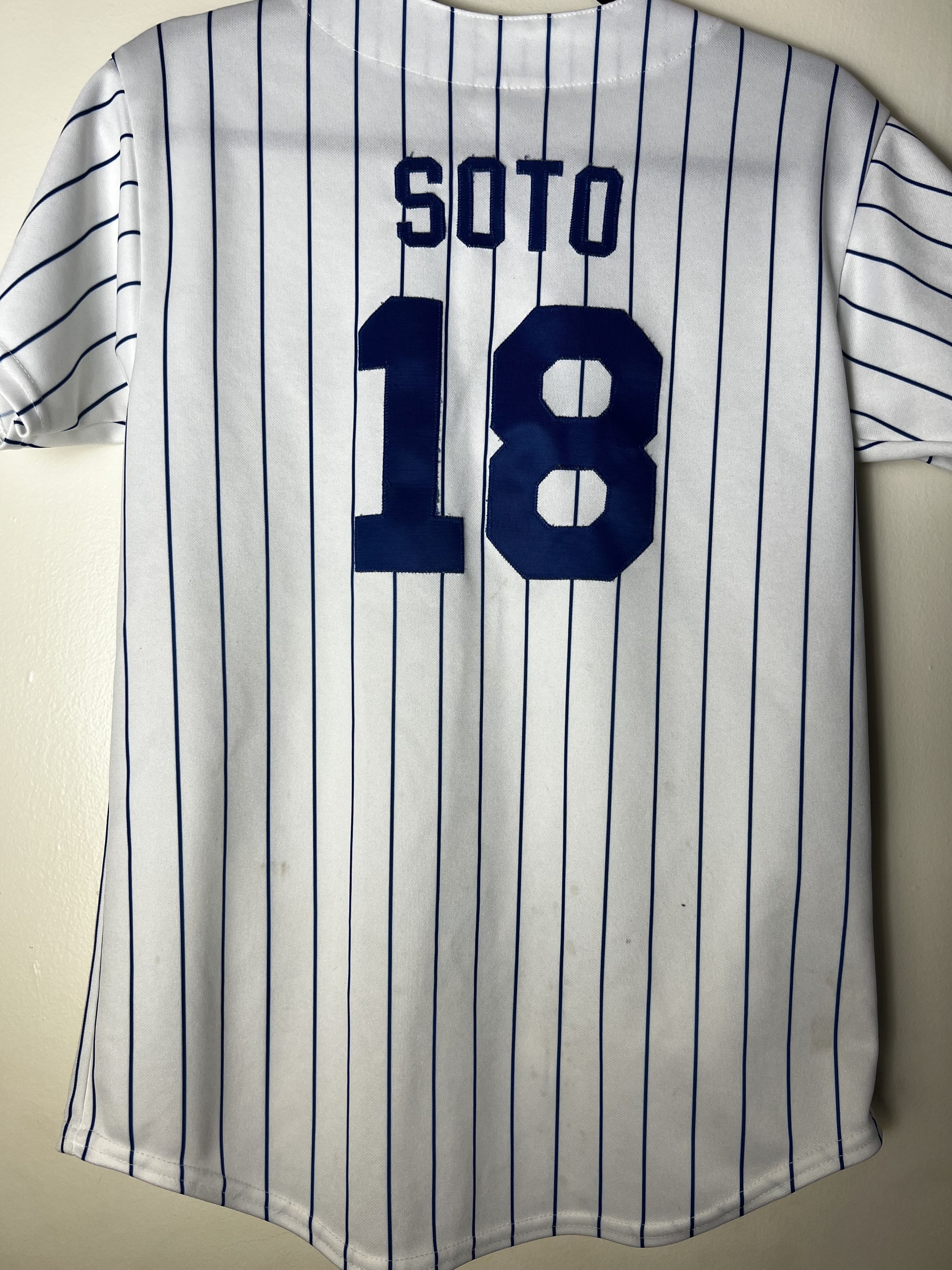 Majestic Vintage Chicago Cubs Soto 18 Striped Short Sleeve Button Up Size US L / EU 52-54 / 3 - 11 Thumbnail