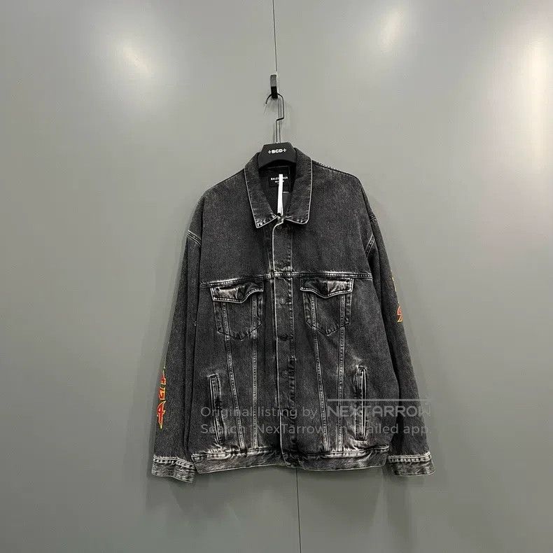 Balenciaga Balenciaga Black Washed Logo Denim Jacket Size US M / EU 48-50 / 2 - 1 Thumbnail
