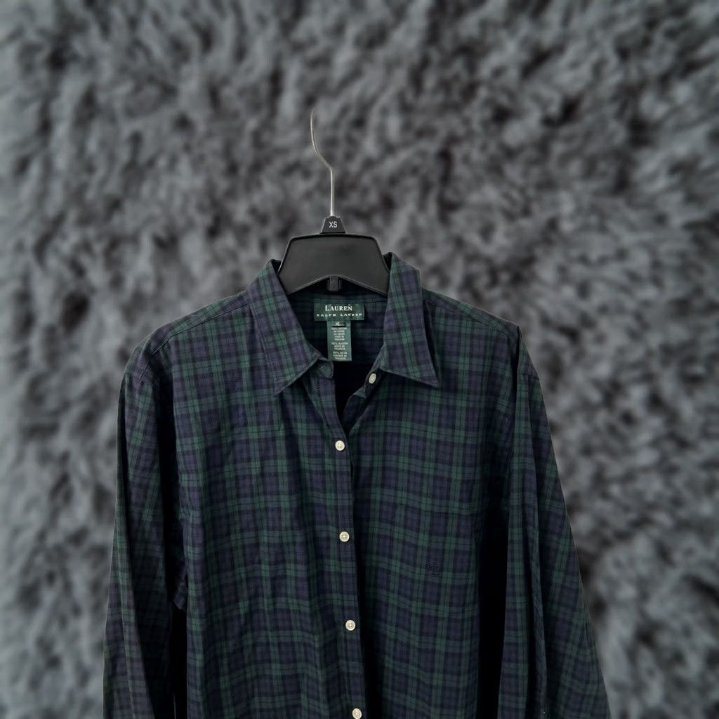 Ralph Lauren Lauren Ralph Lauren Shirt Mens XL Green Purple Plaid Button-Down Long Sleeve Oxford Casual Workwear Size US XL / EU 56 / 4 - 1 Thumbnail