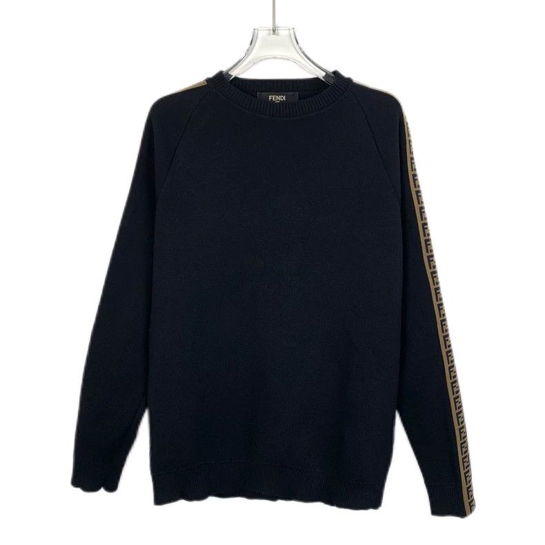 Fendi FENDI Black Side Logo Letter Pattern Wool Crew Neck Long S Size US M / EU 48-50 / 2 - 1 Thumbnail