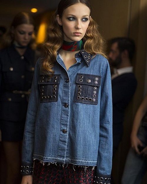 Sonia Rykiel Sonia Rykiel Rare SS16 Denim Jacket Rhinestone Oversized XL Size XL / US 12-14 / IT 48-50 - 1 Thumbnail