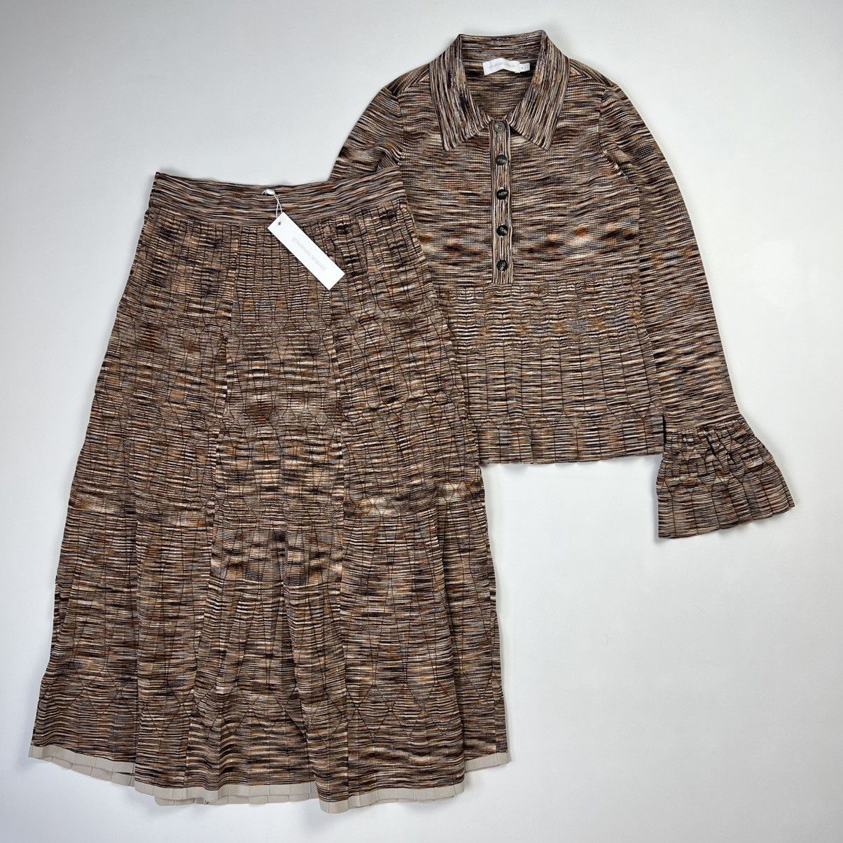 Designer × Jonathan Simkhai Jonathan Simkhai Pleated Spacedye midi skirt and Blouse Size 30" / US 8 / IT 44 - 1 Thumbnail