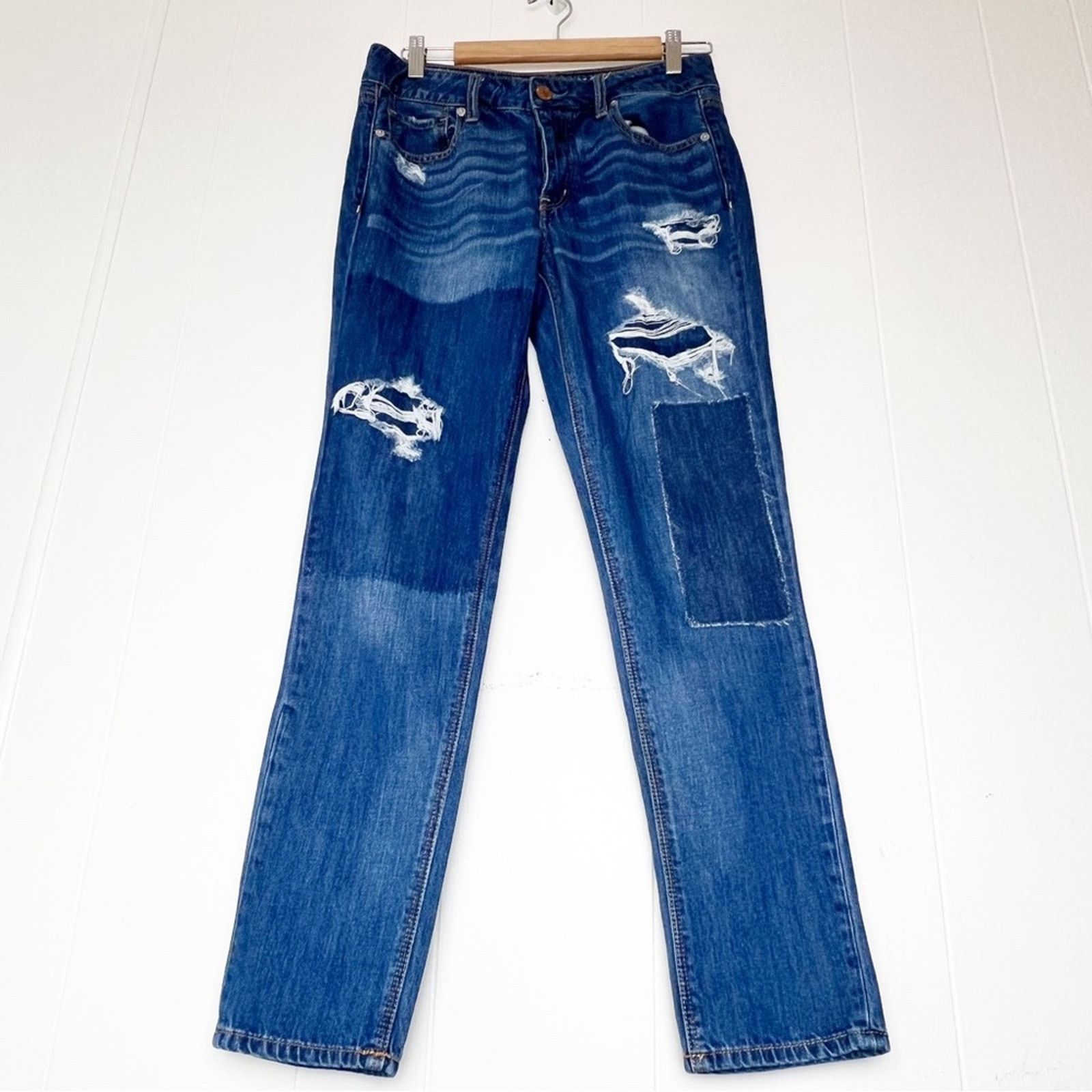 American Eagle Outfitters AEO Button-fly Distressed Patchwork Skinny Jeans Women 2 Size 26" / US 2 / IT 38 - 1 Thumbnail
