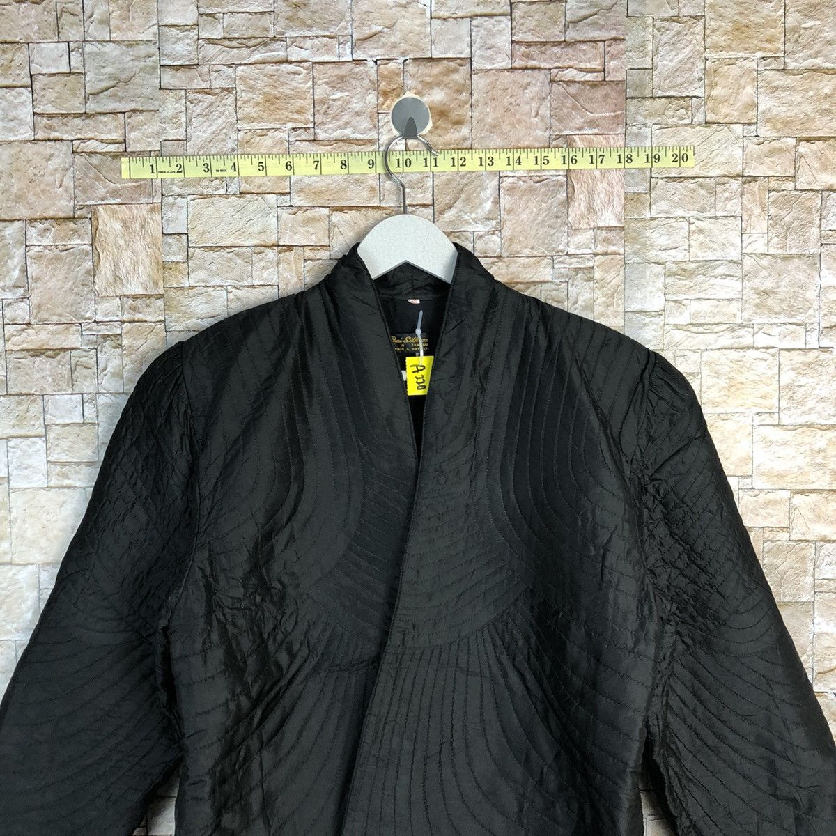 Vintage Thai Silk Black hand made Coats cardigan #A220 Size US M / EU 48-50 / 2 - 2 Thumbnail