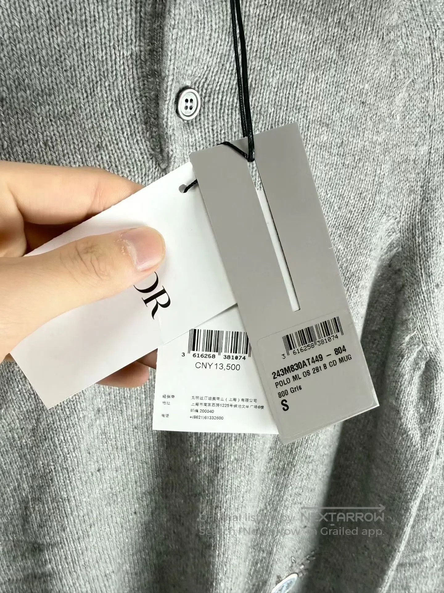 Dior Dior Gray Cartoon Embroidery Cashmere Polo. Size US S / EU 44-46 / 1 - 5 Thumbnail