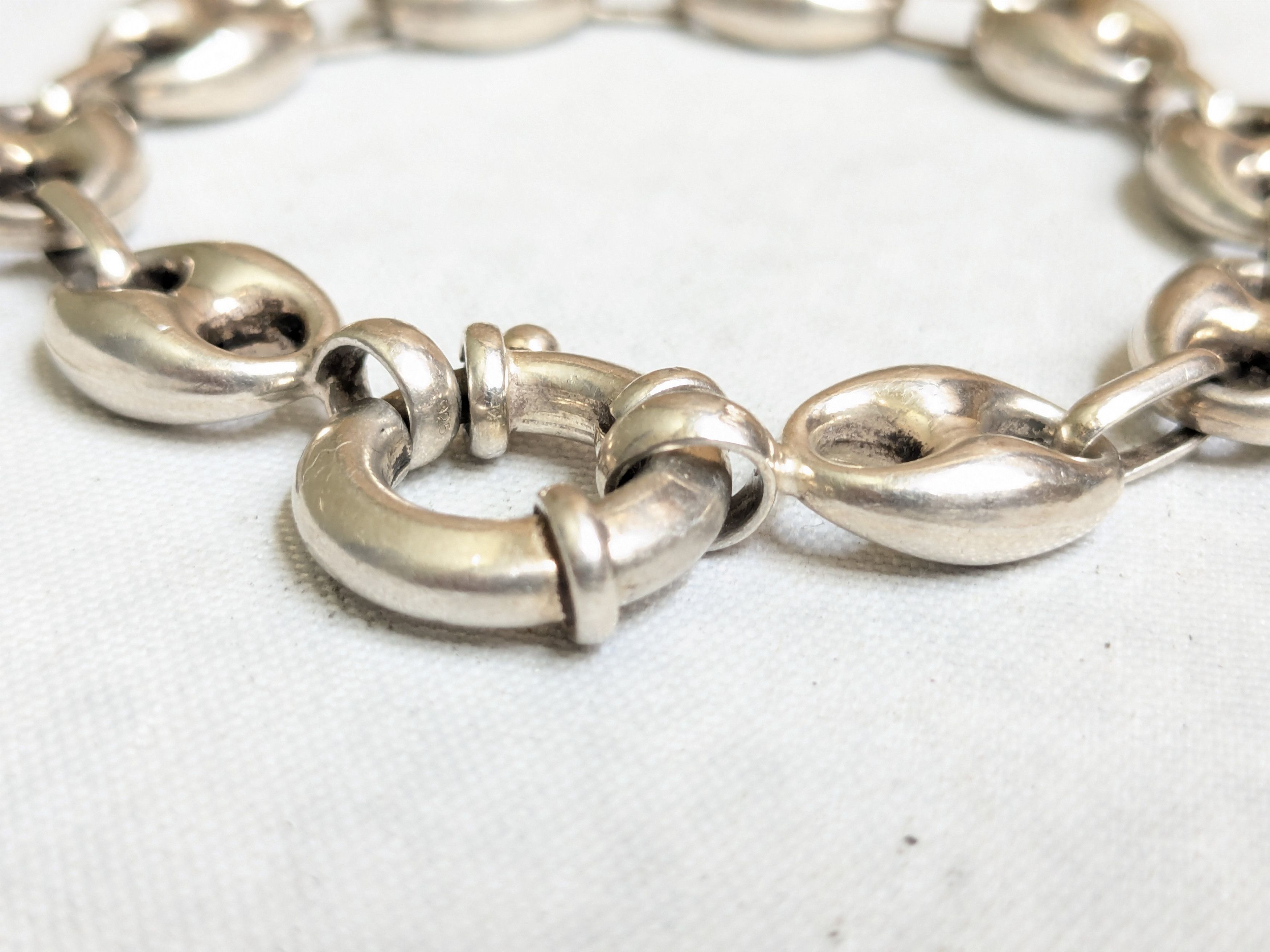 Jewelry Vintage Sterling Silver Anchor Mariner Bracelet 6.75" Hollow Size 26 - 5 Thumbnail